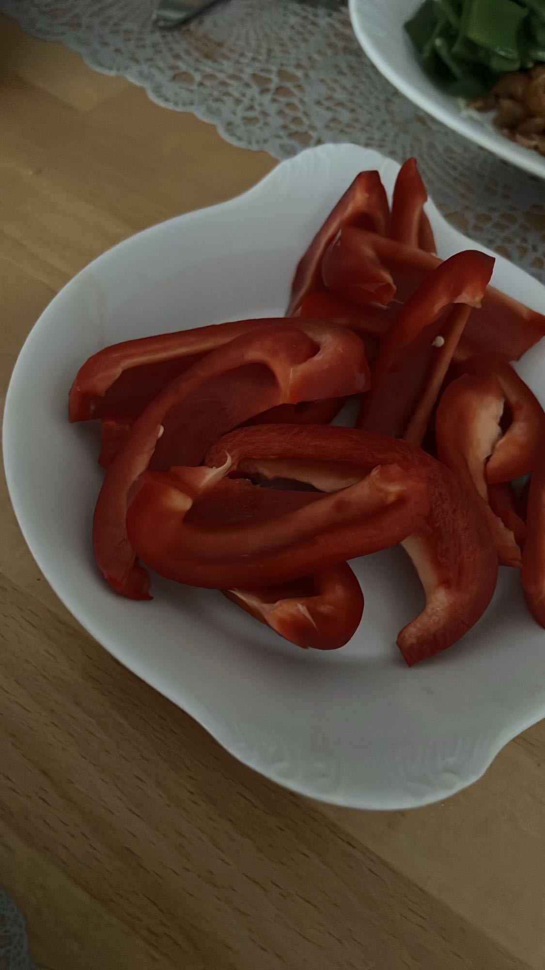 Rote Paprikastreifen