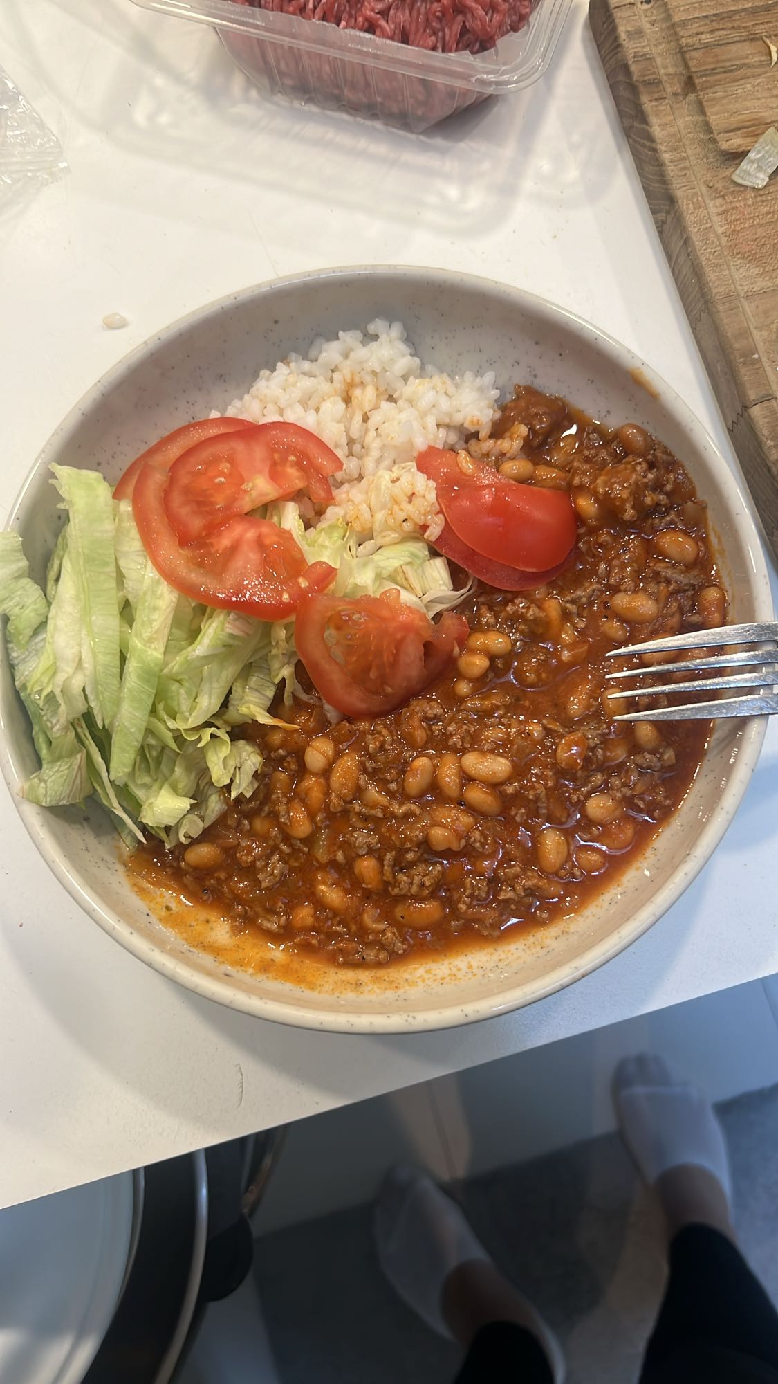 Ris med köttfärs och bönor