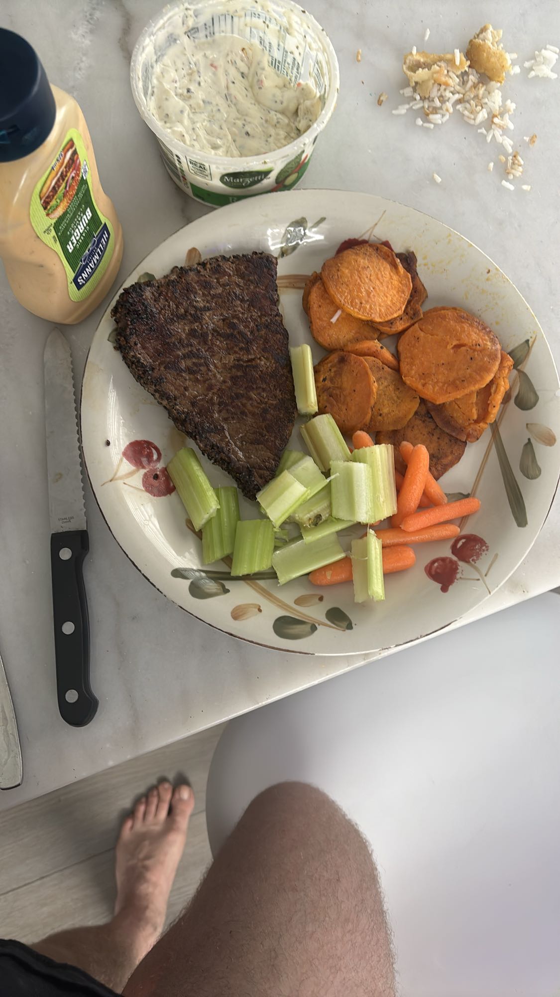 Steak et légumes