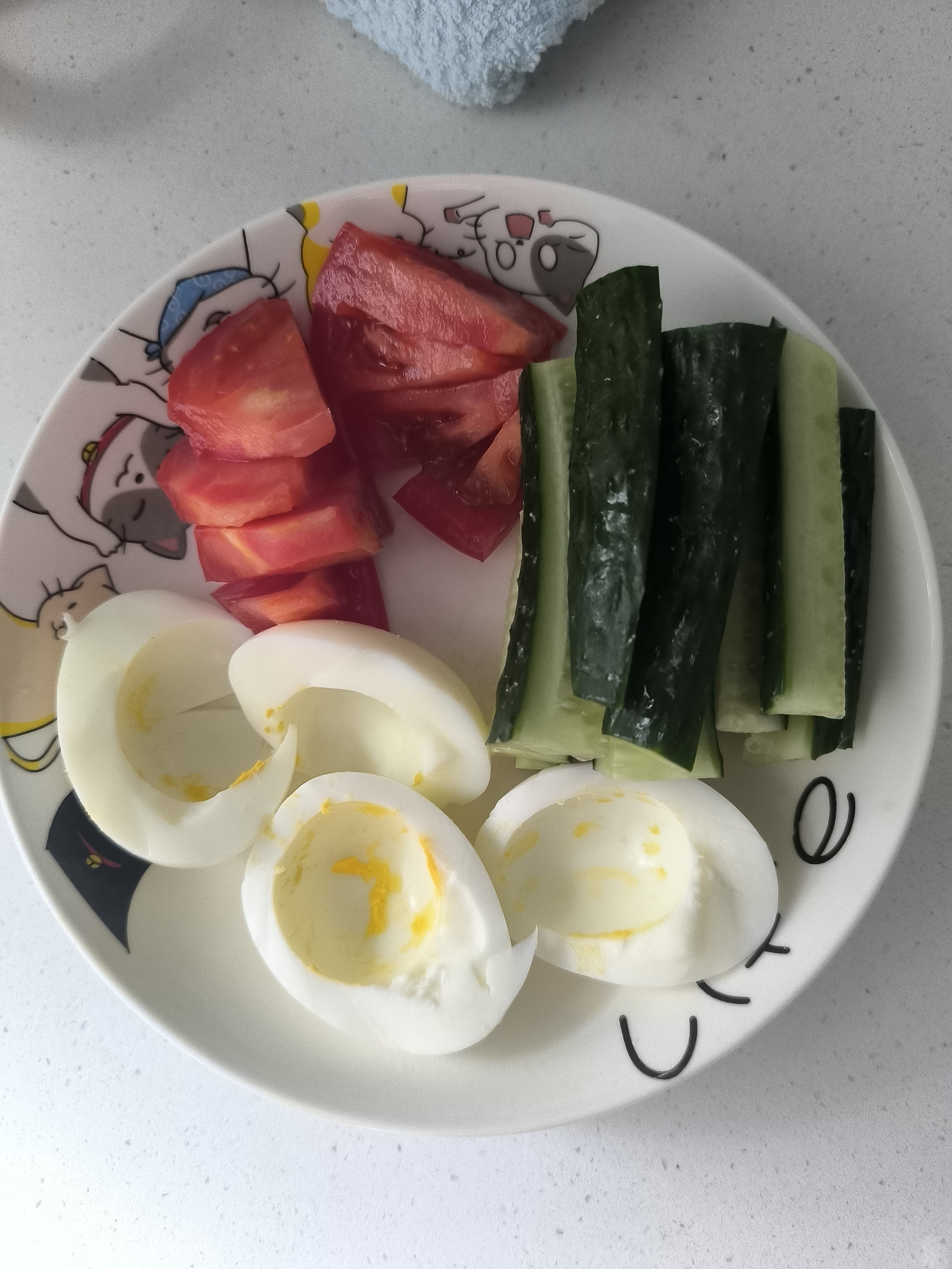 Egg, Tomato, Cucumber Plate