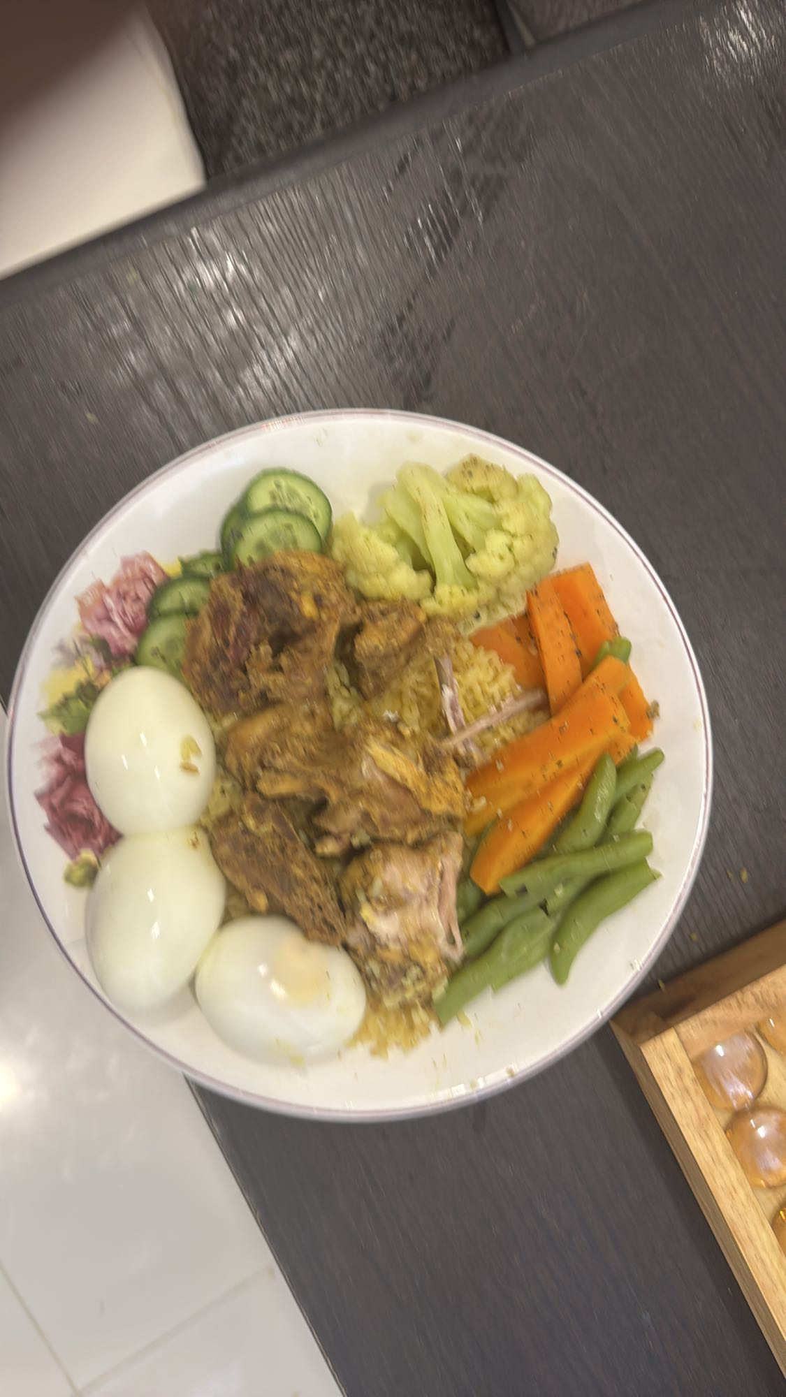 Egg Chicken Veggie Rice Bowl