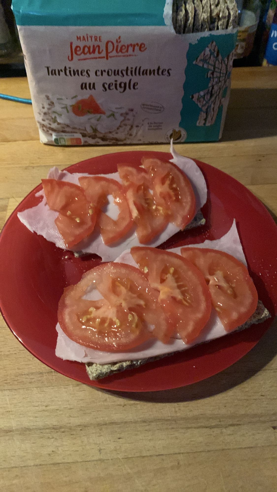 Tartines seigle jambon tomate