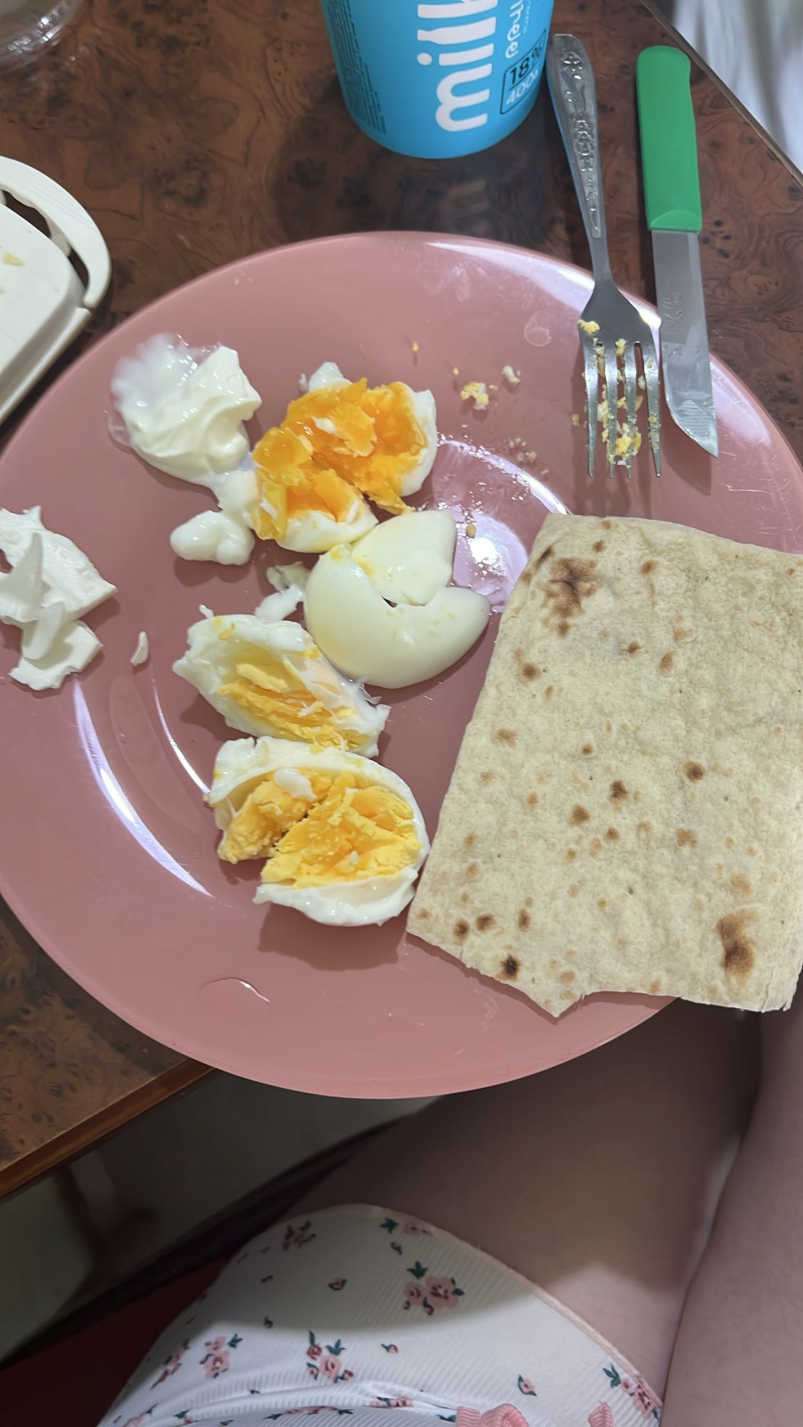 Eggs and flatbread plate