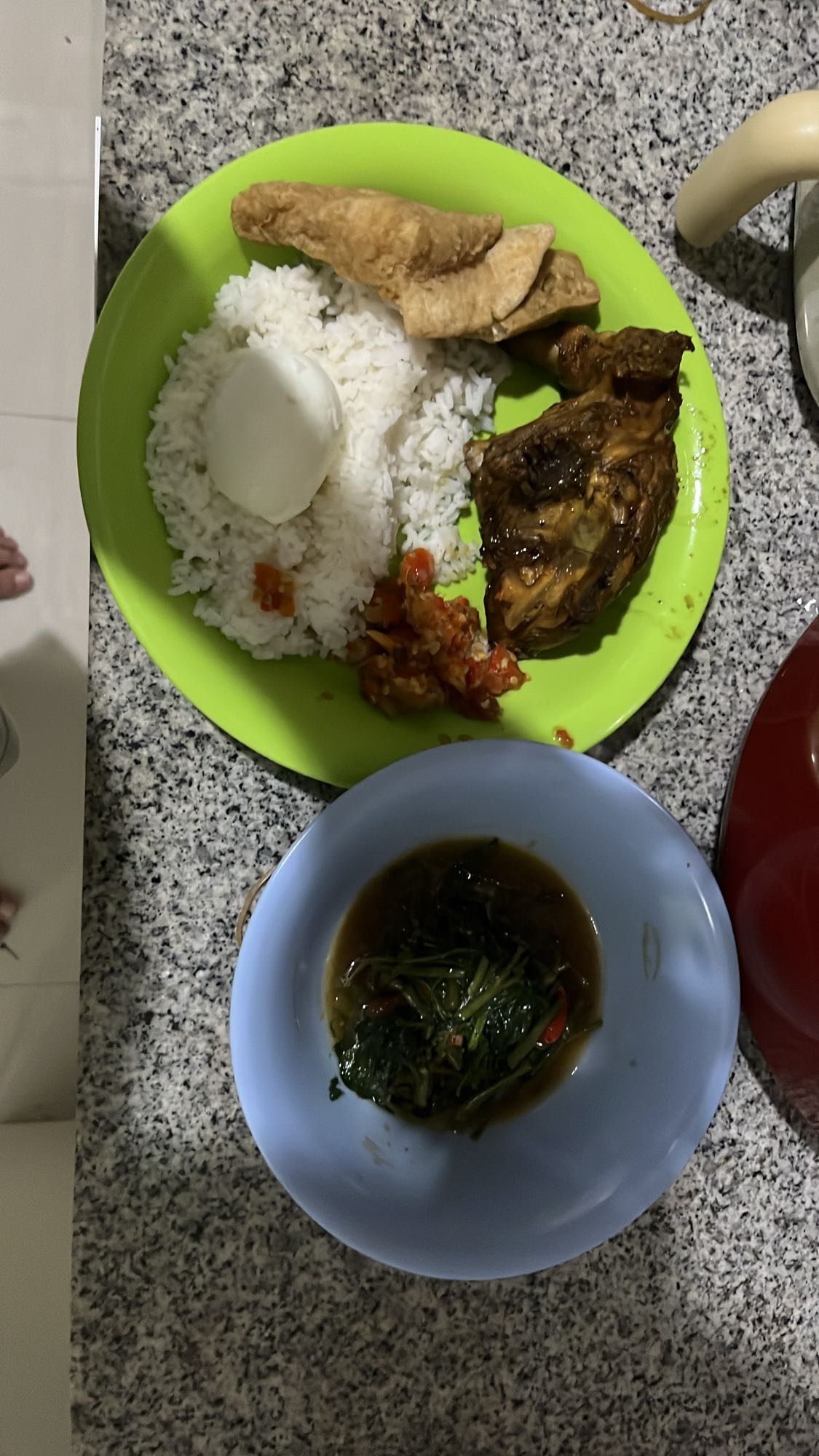 Nasi ayam dan sayur