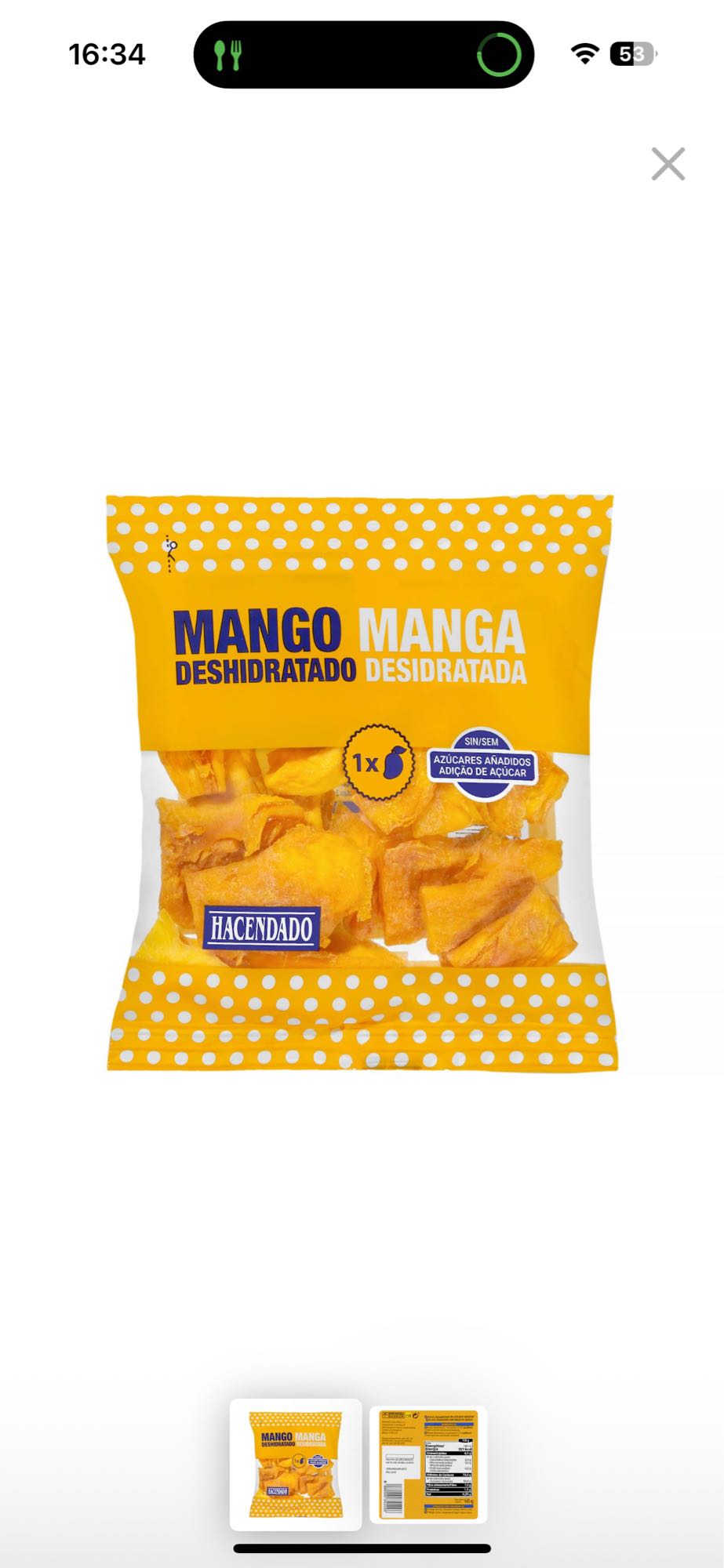 Mango deshidratado