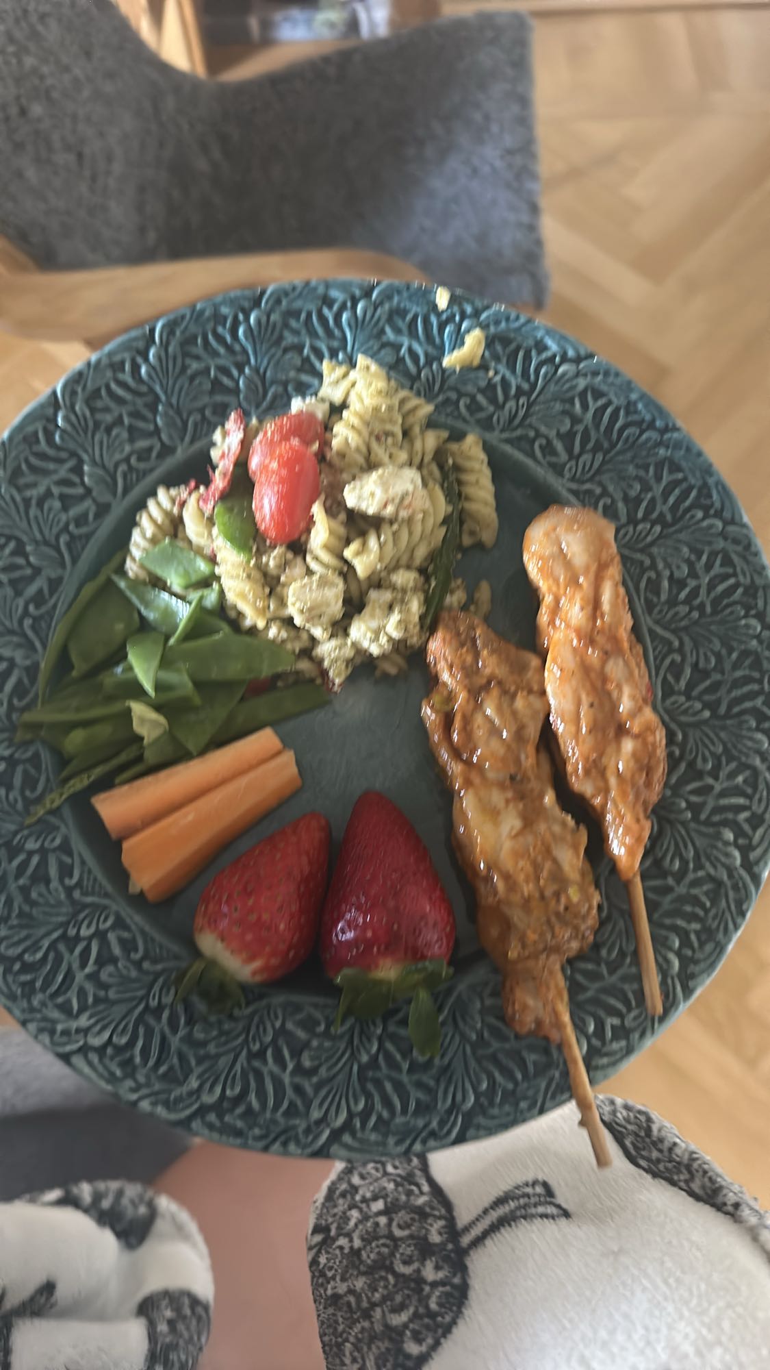 Kycklingspett med pasta