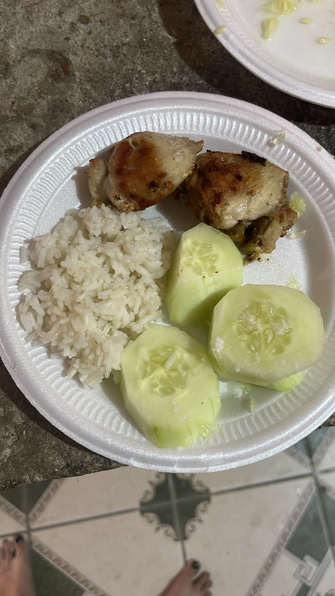 Pollo, arroz y pepino