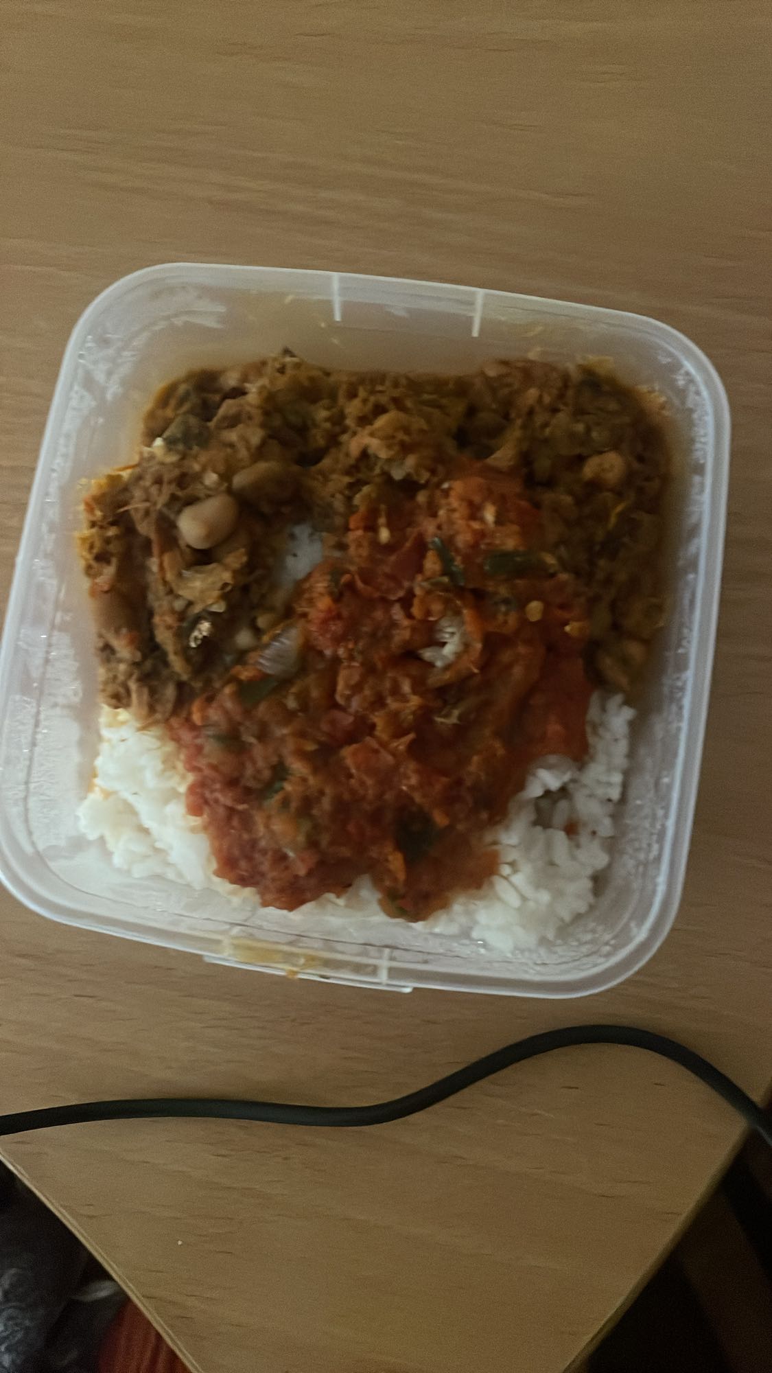 Rice with beans and stew
