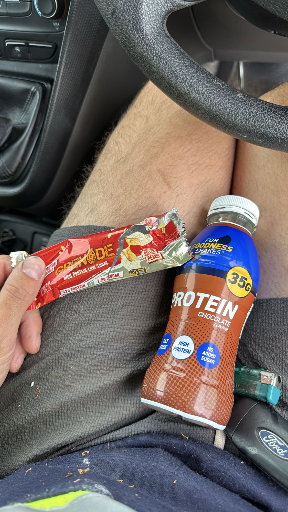 Protein snack in car