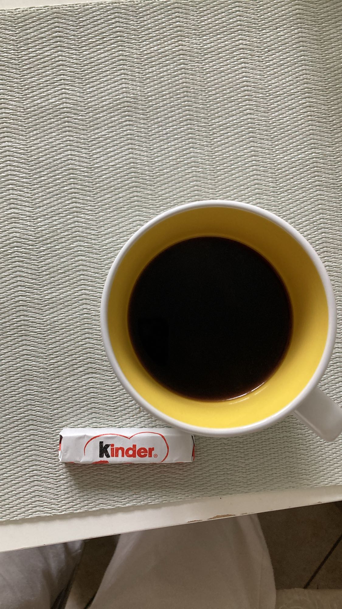 Coffee and Kinder snack