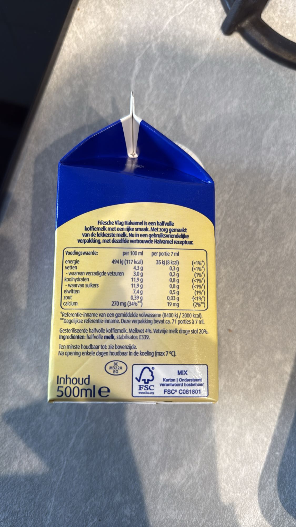 Halfvolle koffiemelk