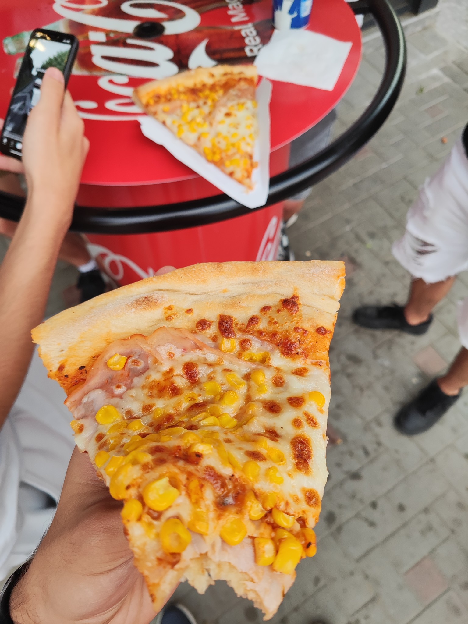Corn and Ham Pizza Slice
