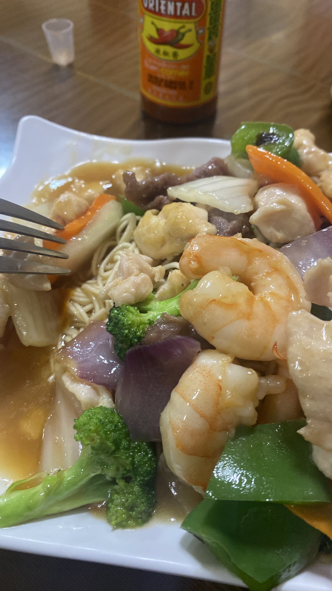 Fideos con camarones