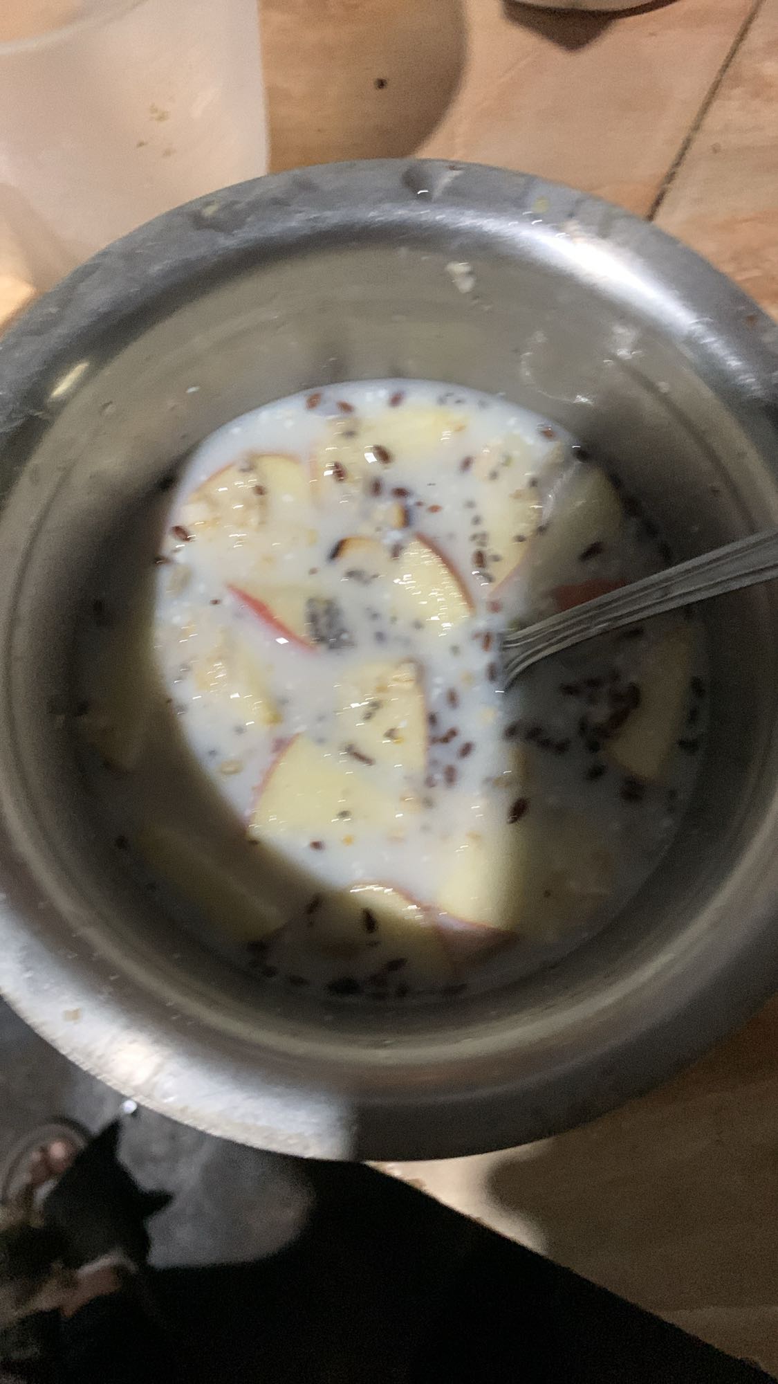 Apple flaxseed milk bowl
