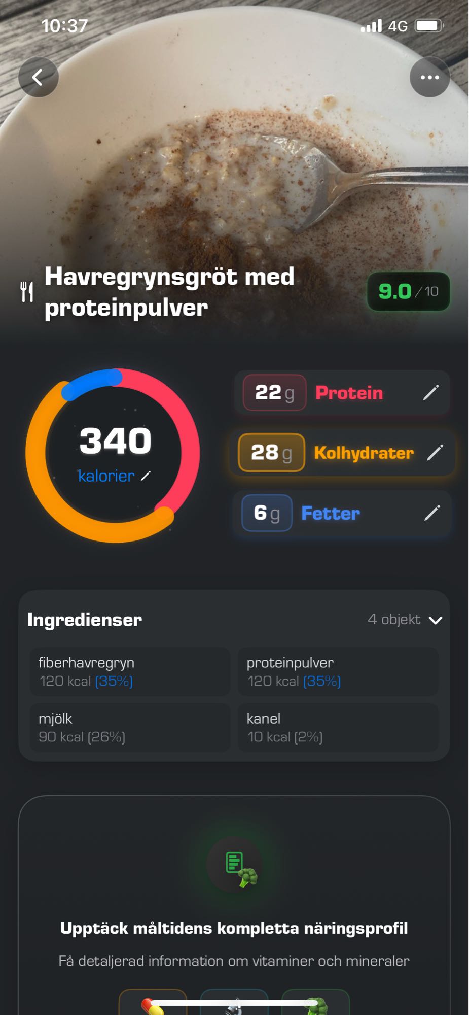 Havregrynsgröt m protein