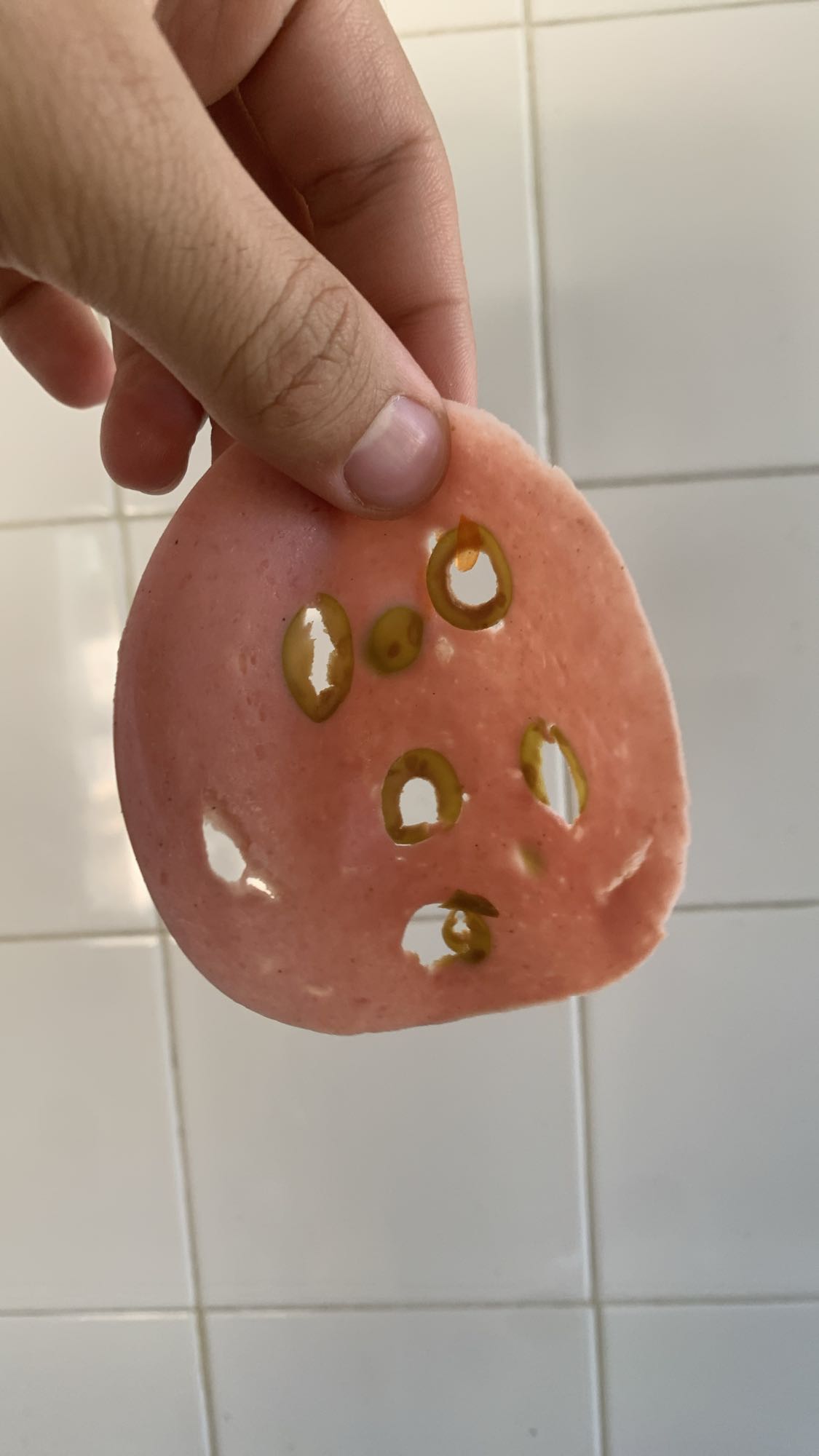 Olive bologna slice