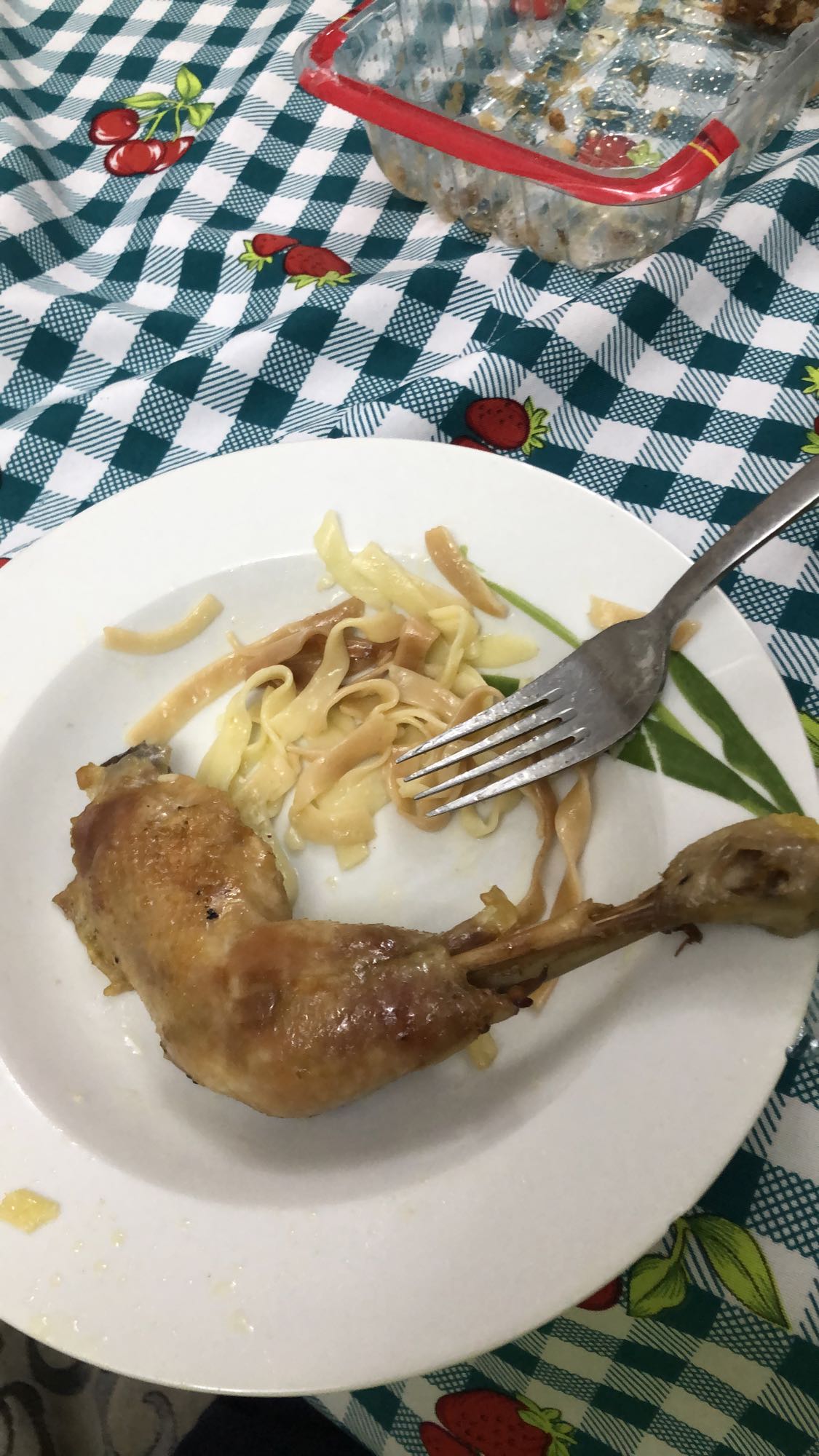 Roast chicken with pasta
