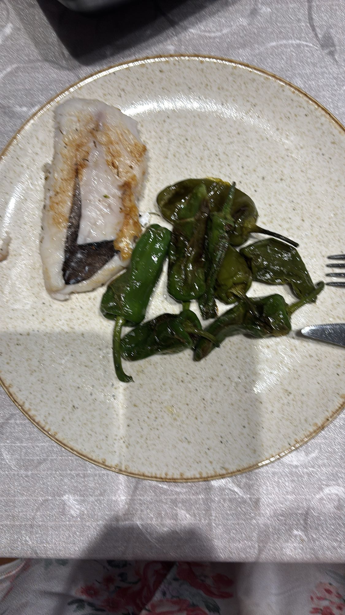 Grilled fish with peppers