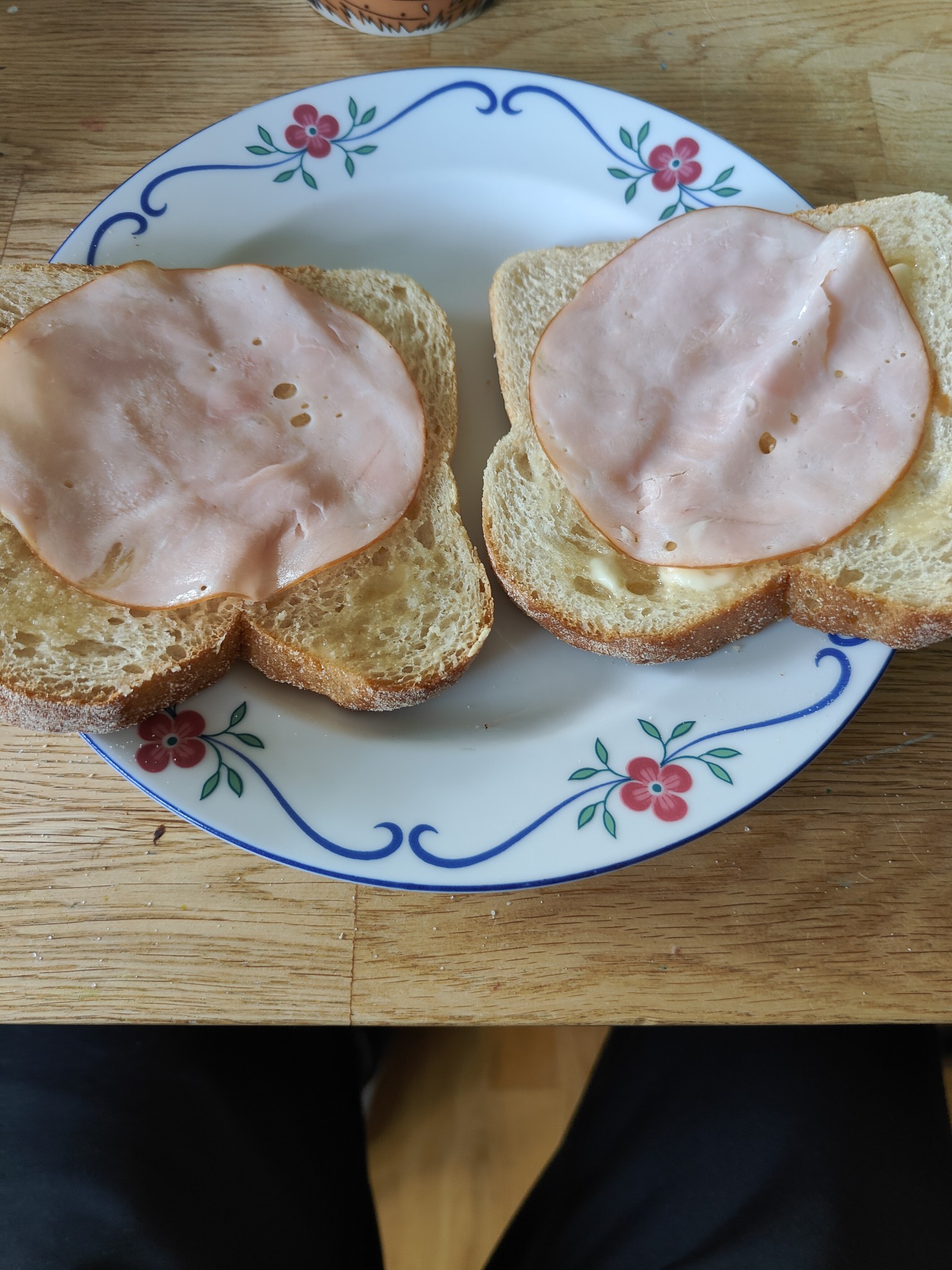 Ham sandwich open face