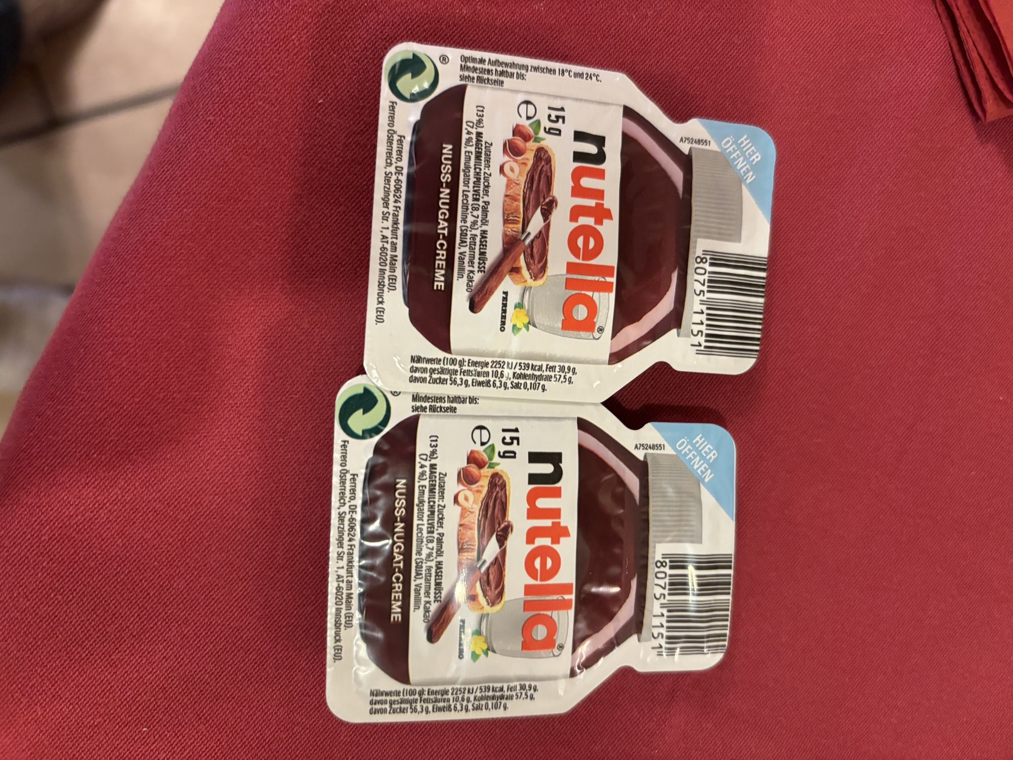 Nutella Portionspackung