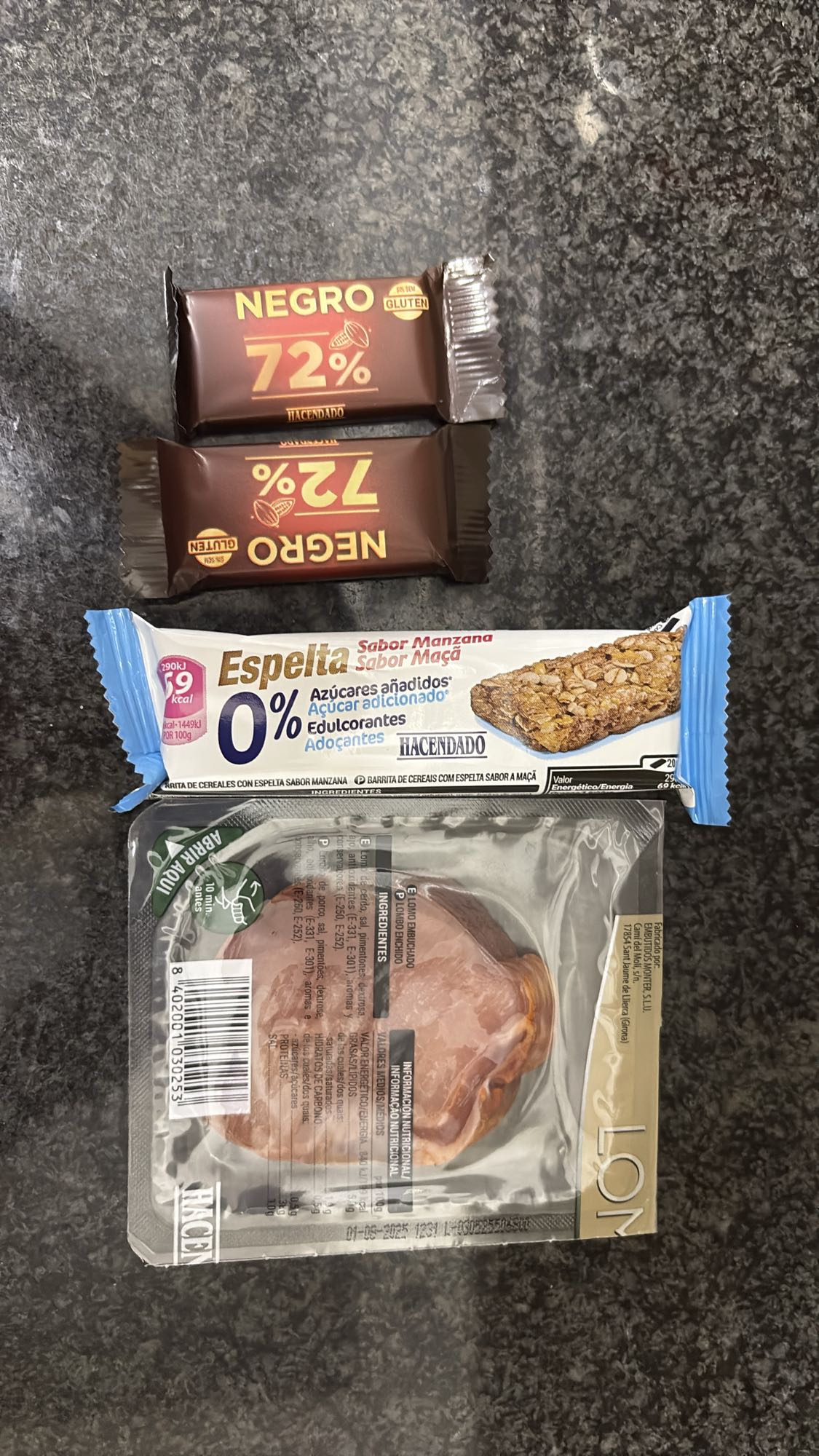 Barra, chocolate y lomo