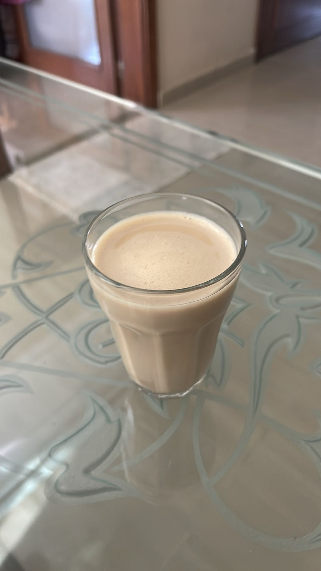 Glass of chai latte
