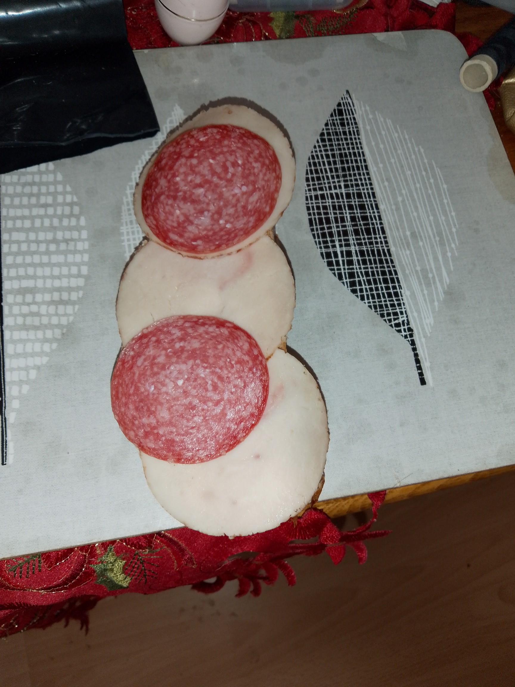 Salami turkey open sandwich