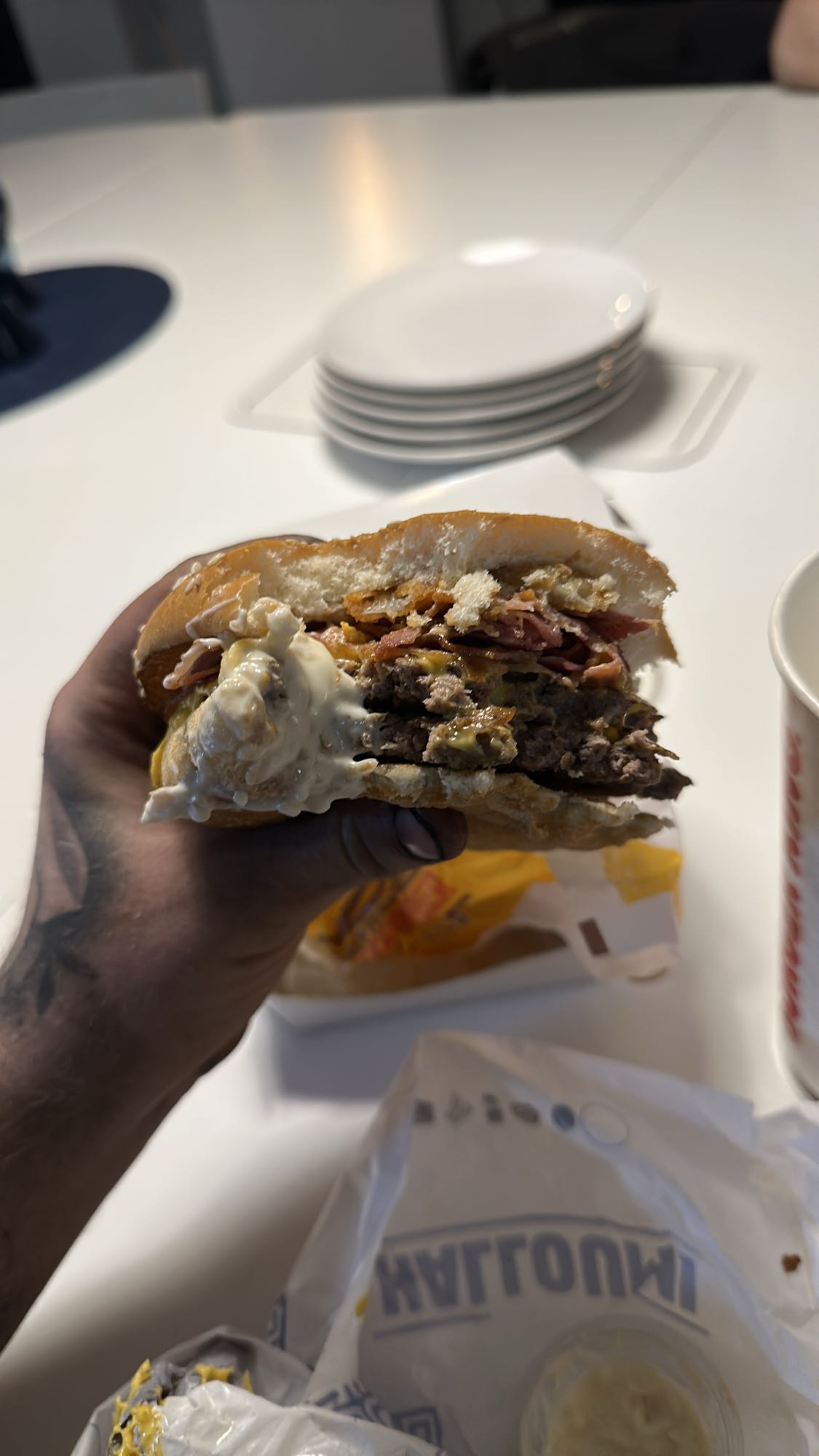 Dubbelburgare med bacon