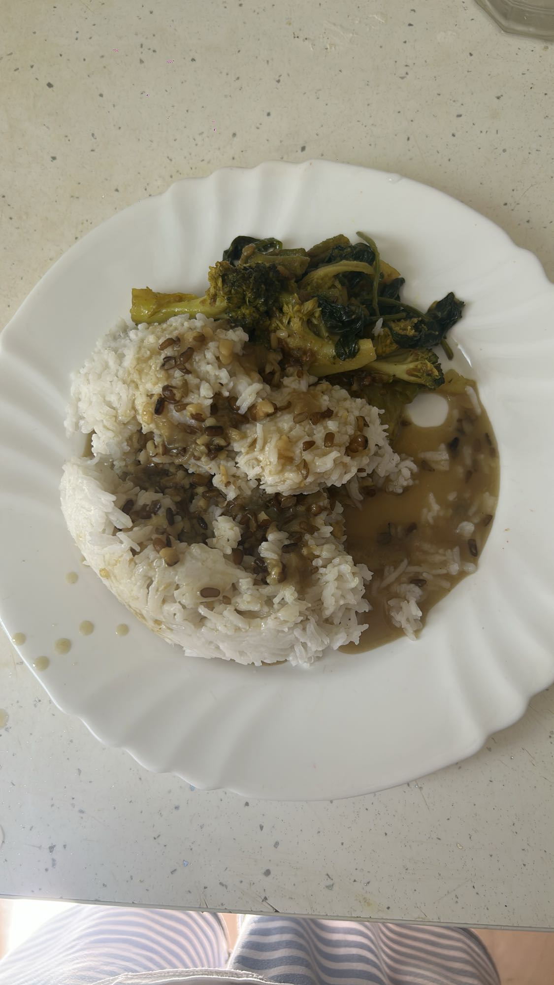 Rice with lentils and greens