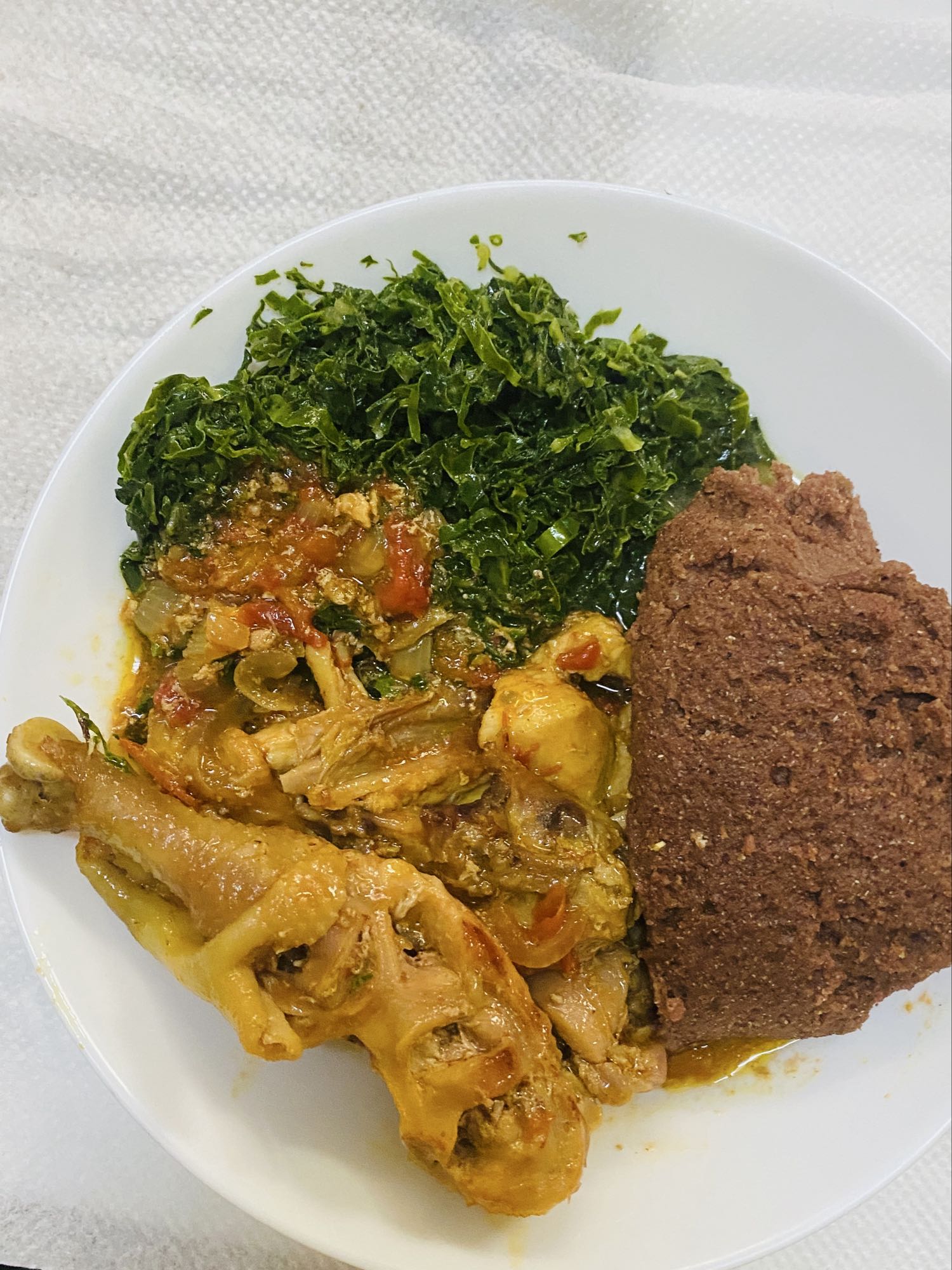Chicken with greens & ugali