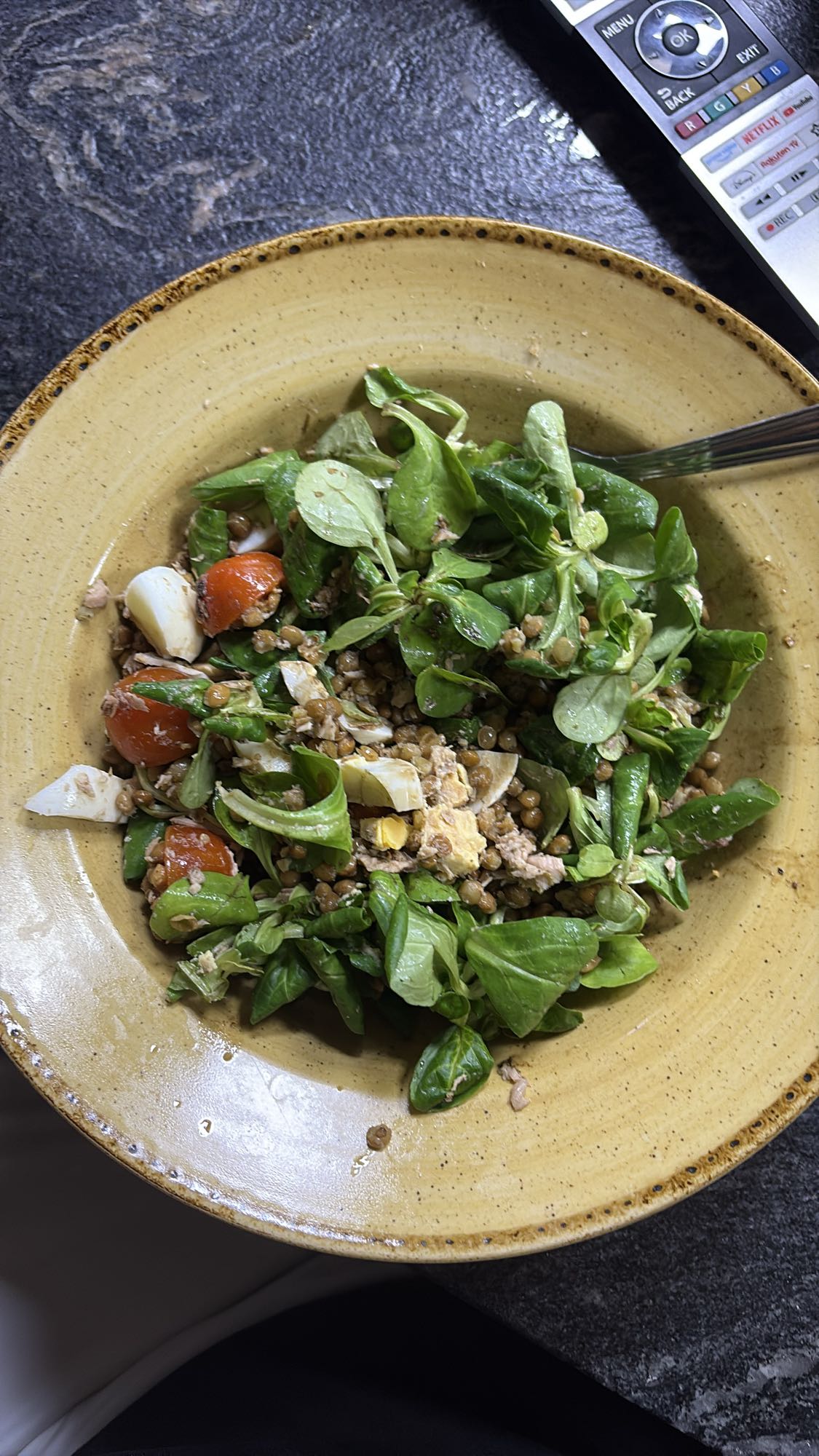 ensalada de lentejas y atún