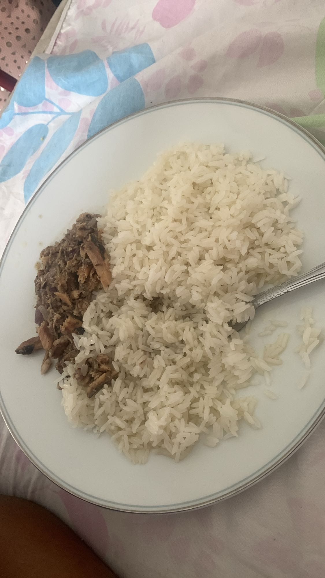 arroz con pescado desmenuzado