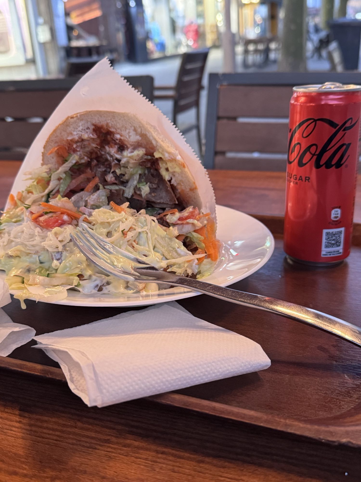 Doner kebab with cola