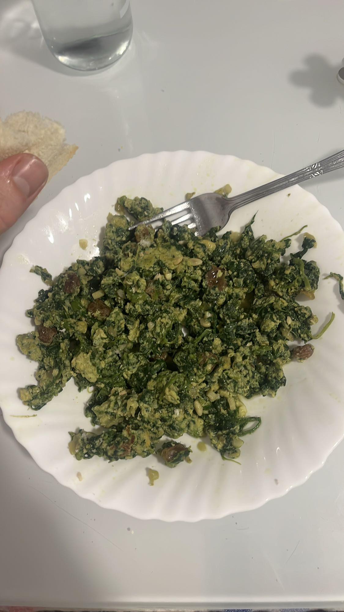 revuelto de espinaca y huevo