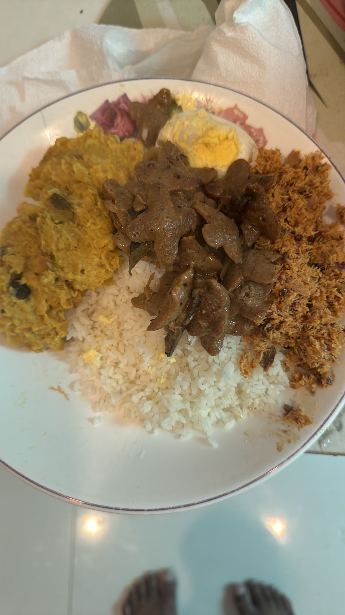Rice with soya curry and egg