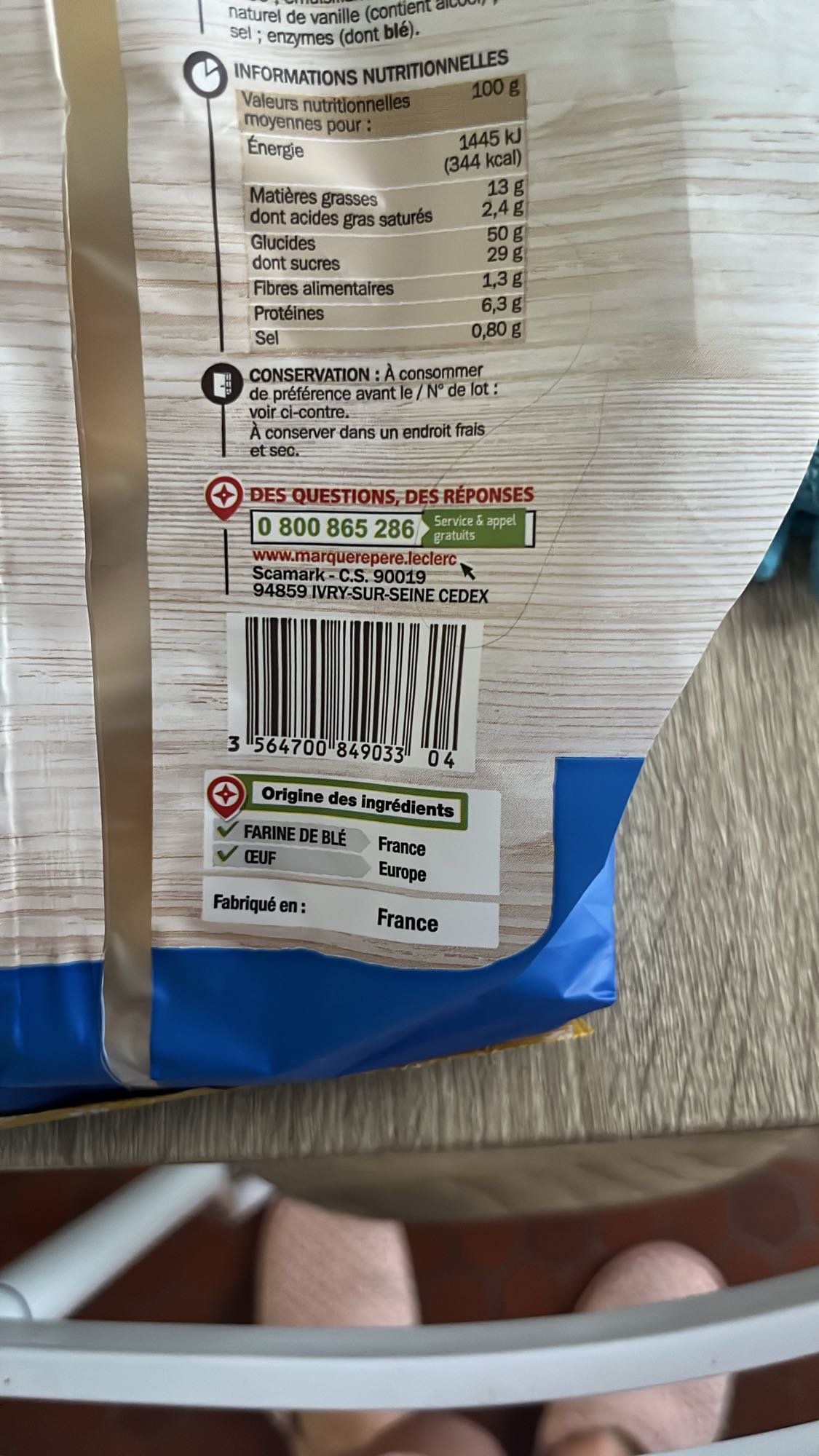 biscuit sucré emballé