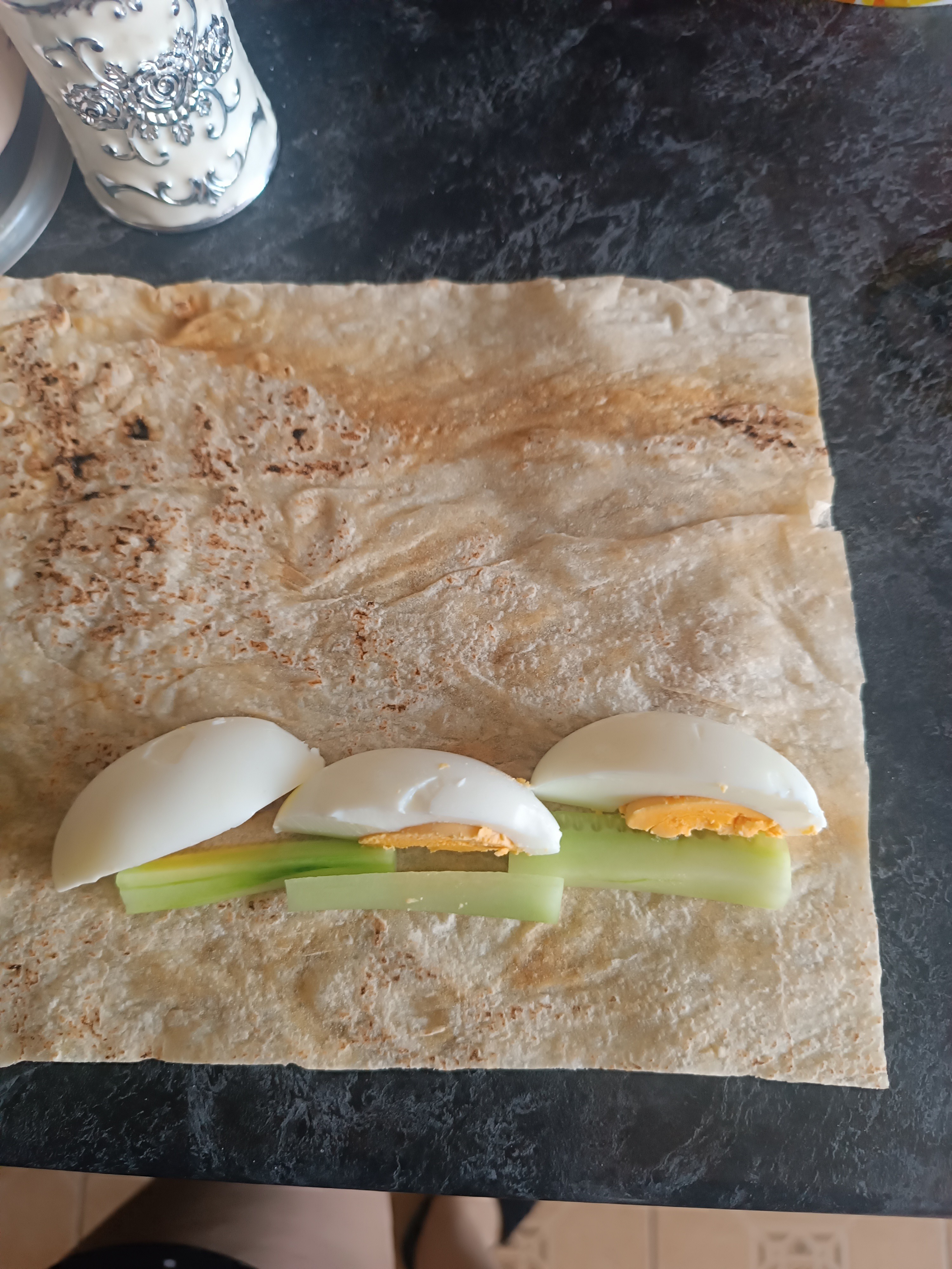 Egg celery flatbread wrap