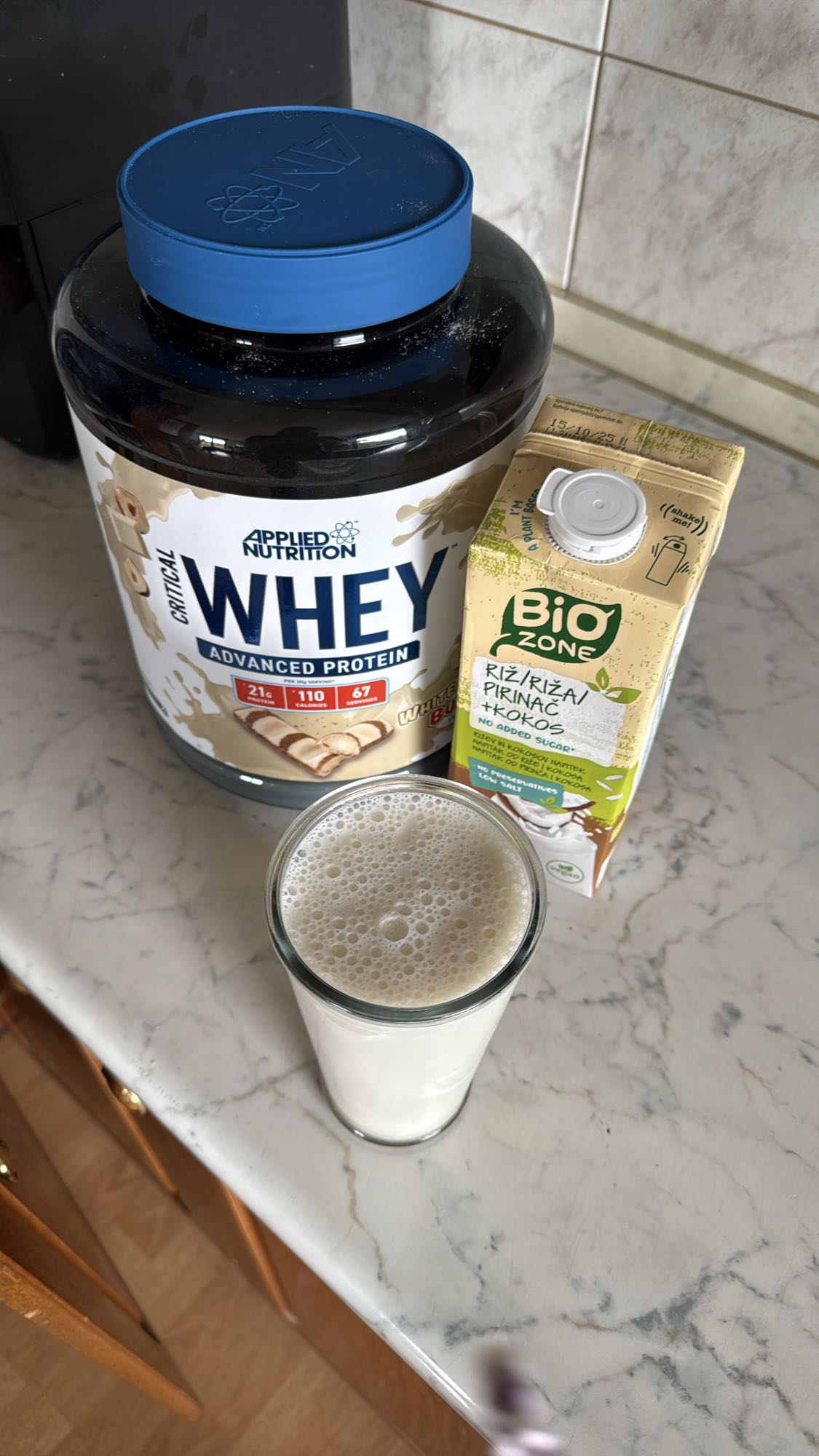 Protein shake with rice milk