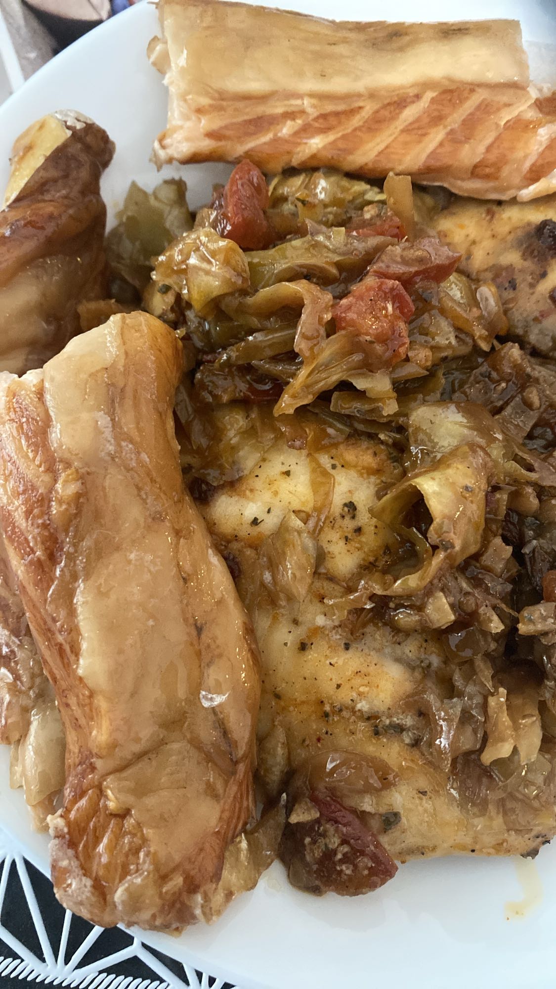 gerookte zalm met kip en groenten