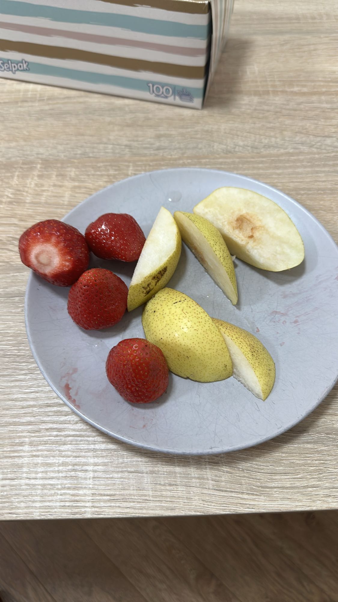 Strawberries and Pear Slices