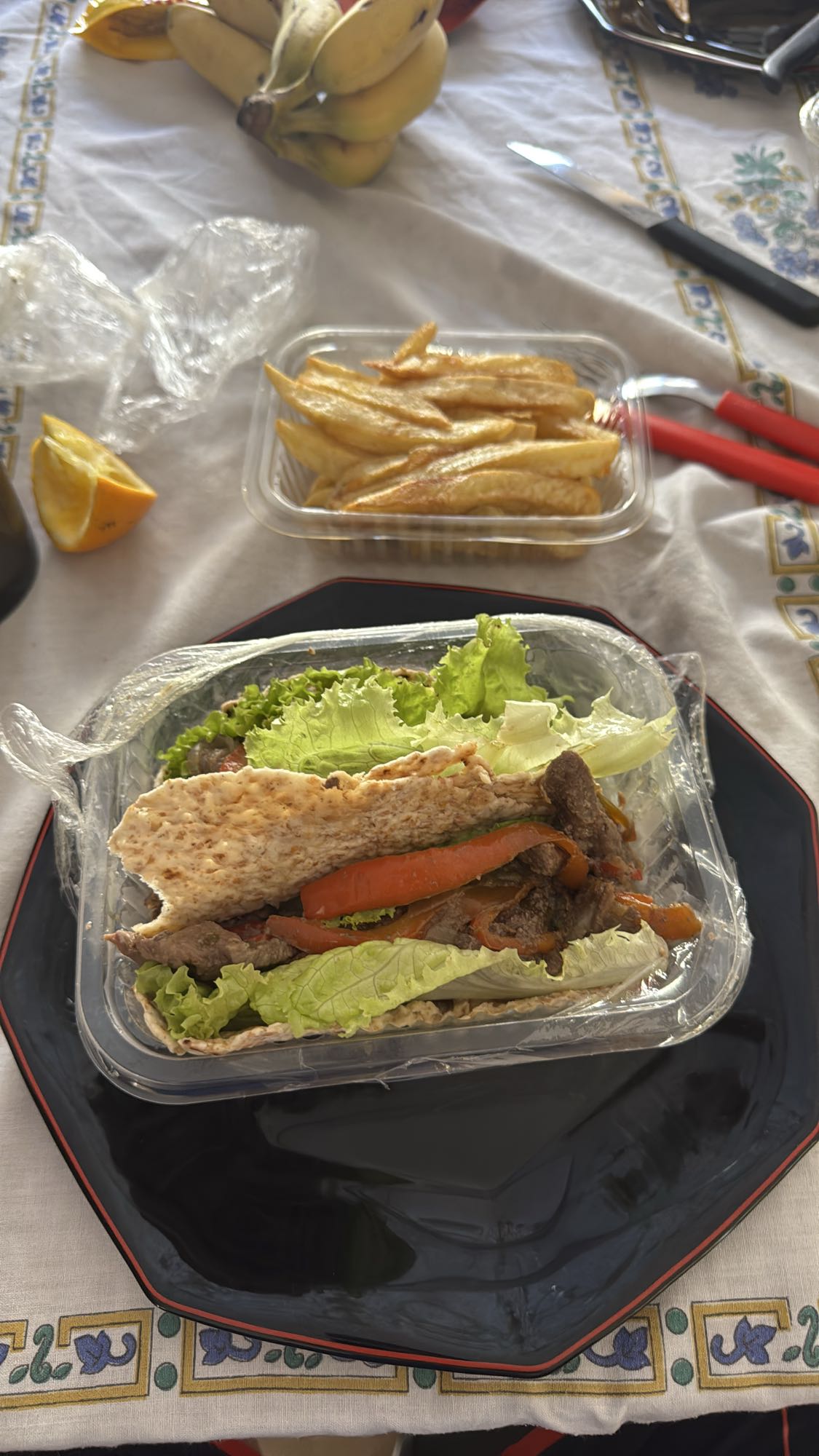 Wrap de carne con papas