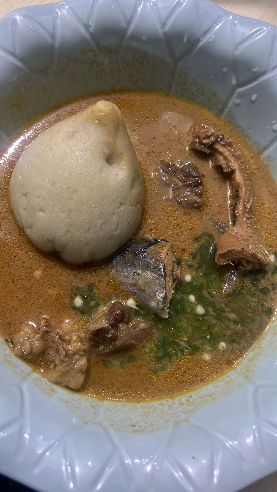 Pounded yam with soup