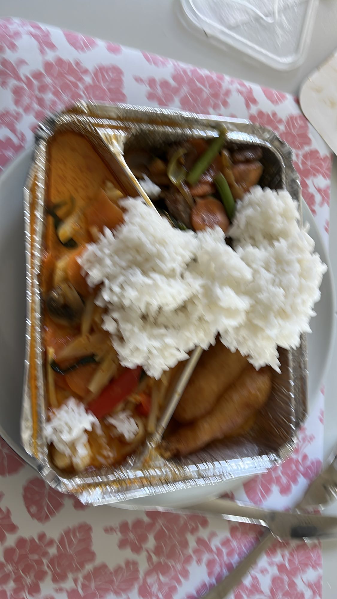 Asiatisk lunchlåda ris