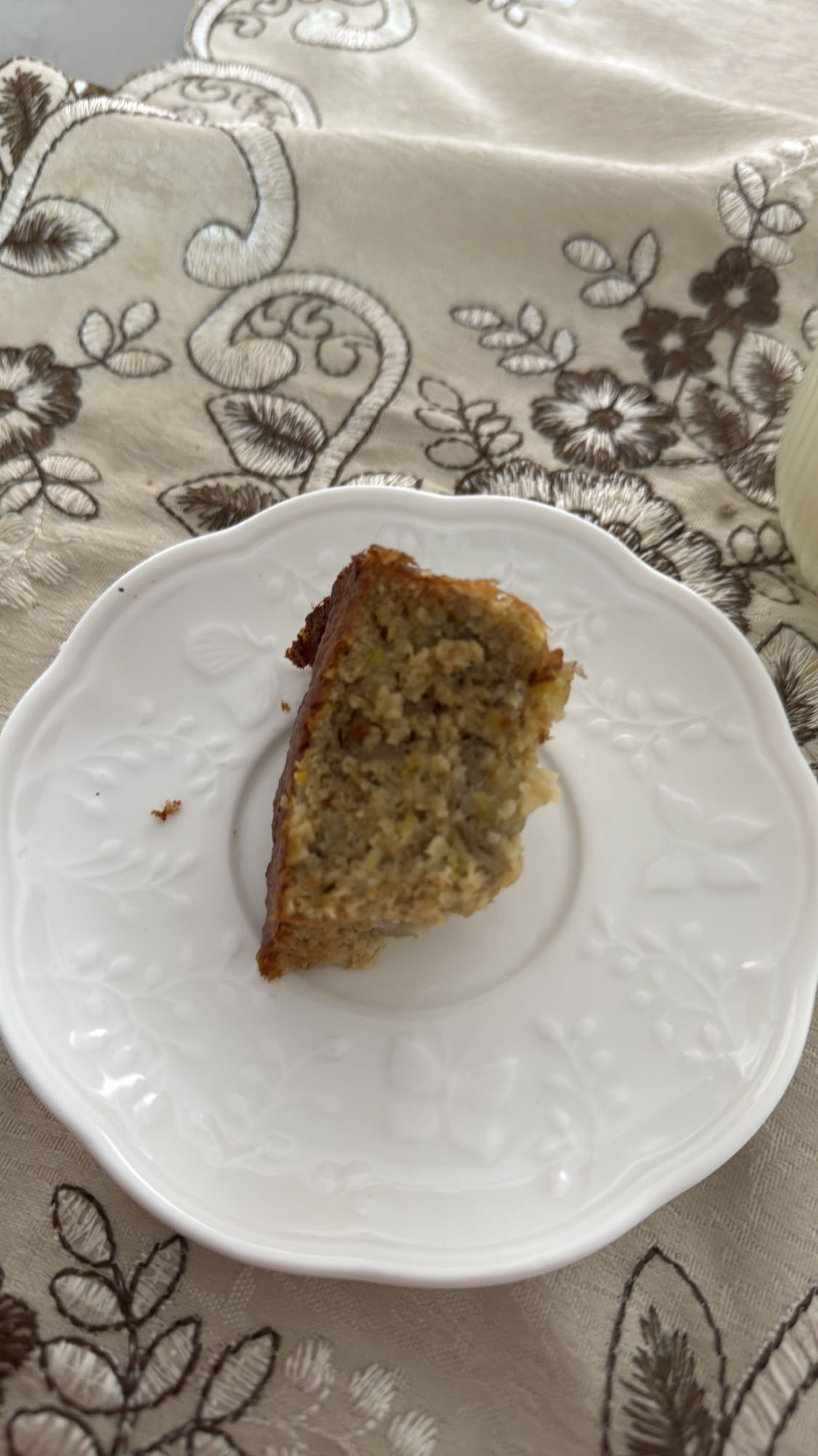 Fatia de bolo de banana com aveia