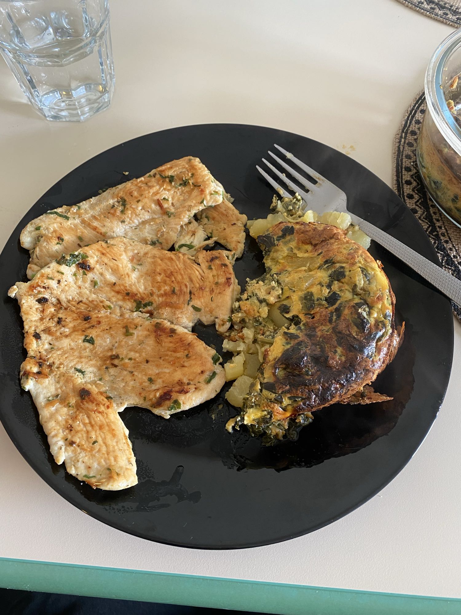 Poulet et omelette légumes