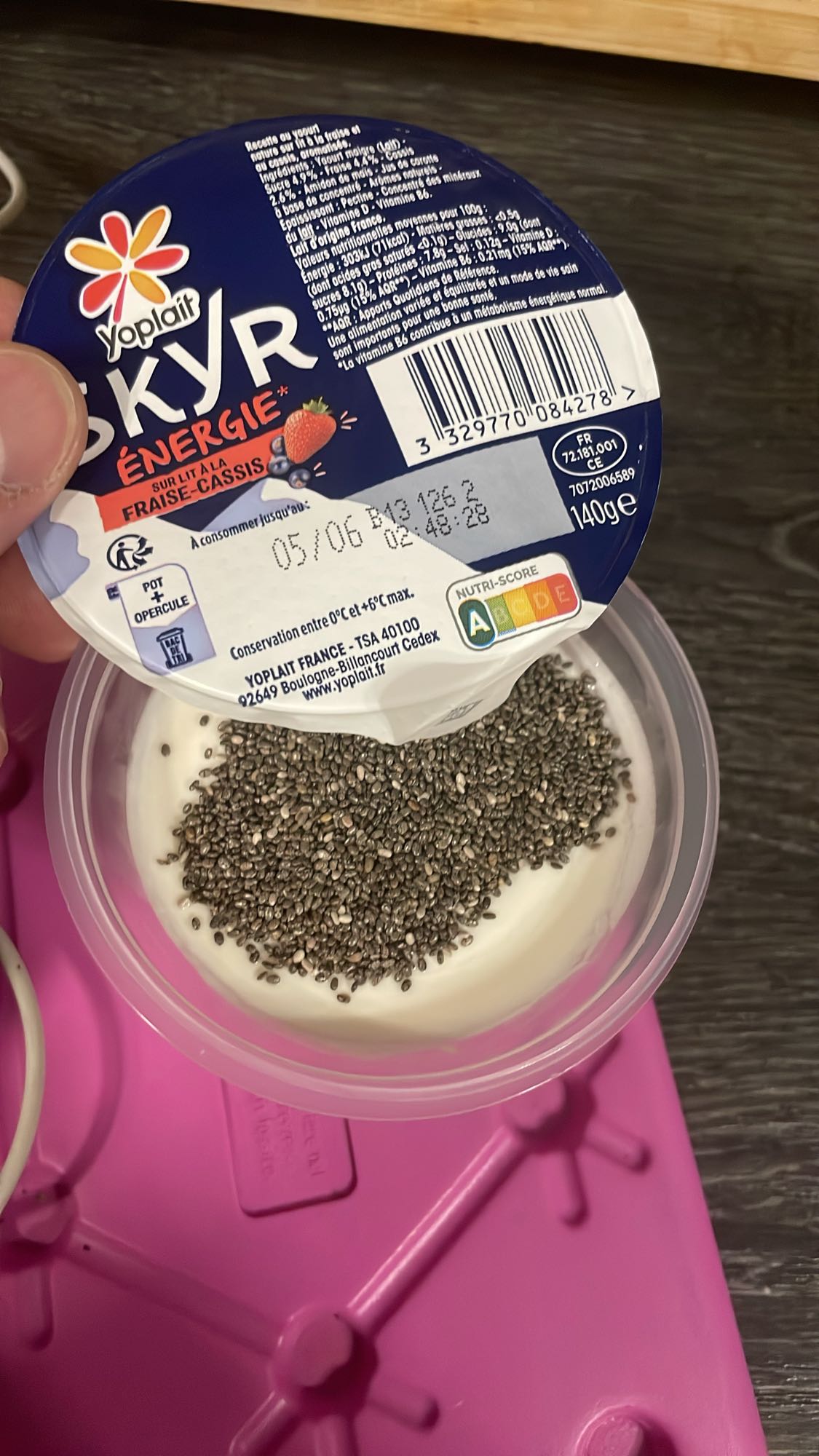 Skyr fraise-cassis et chia