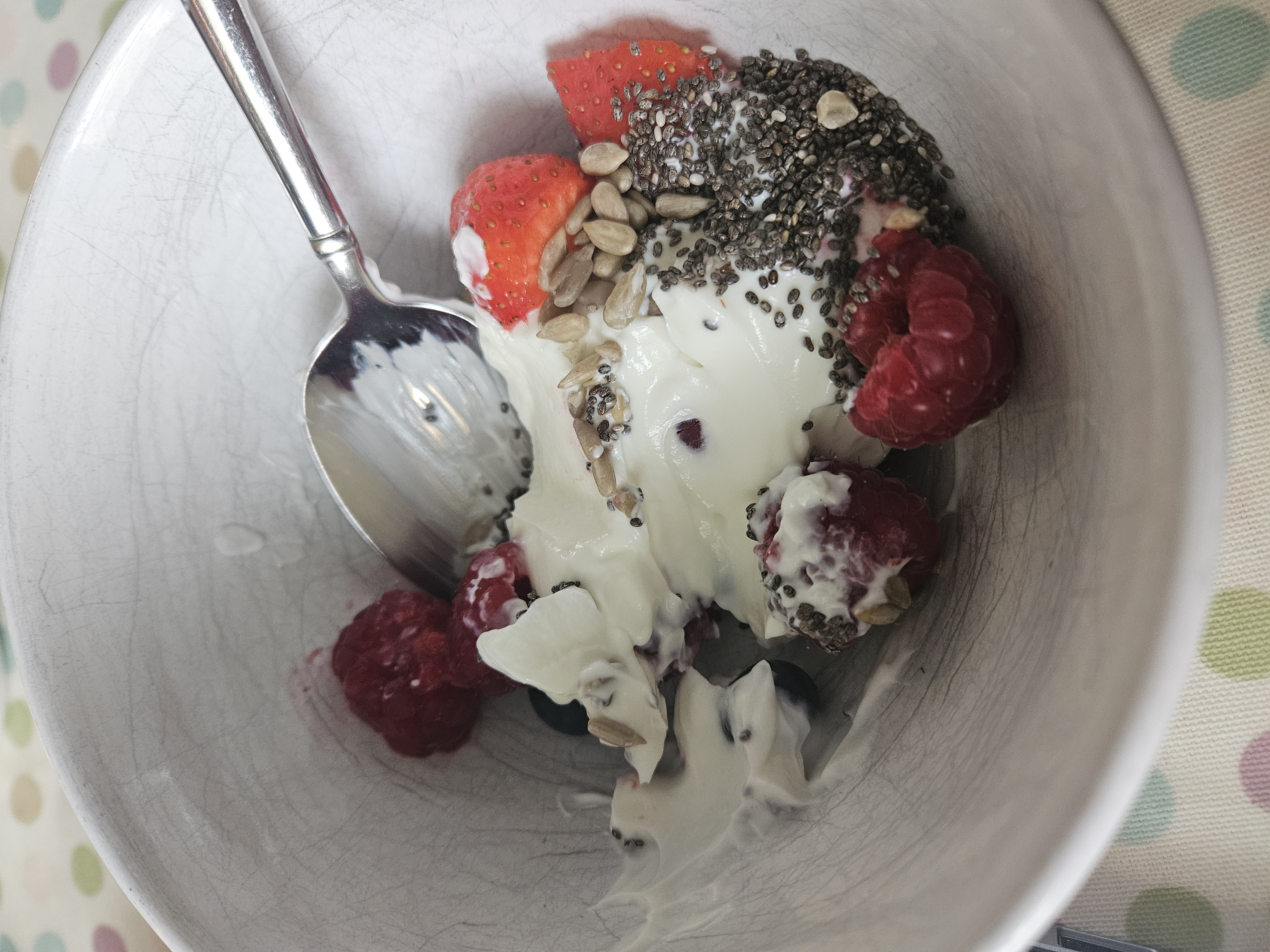 Yogurt berry seed bowl