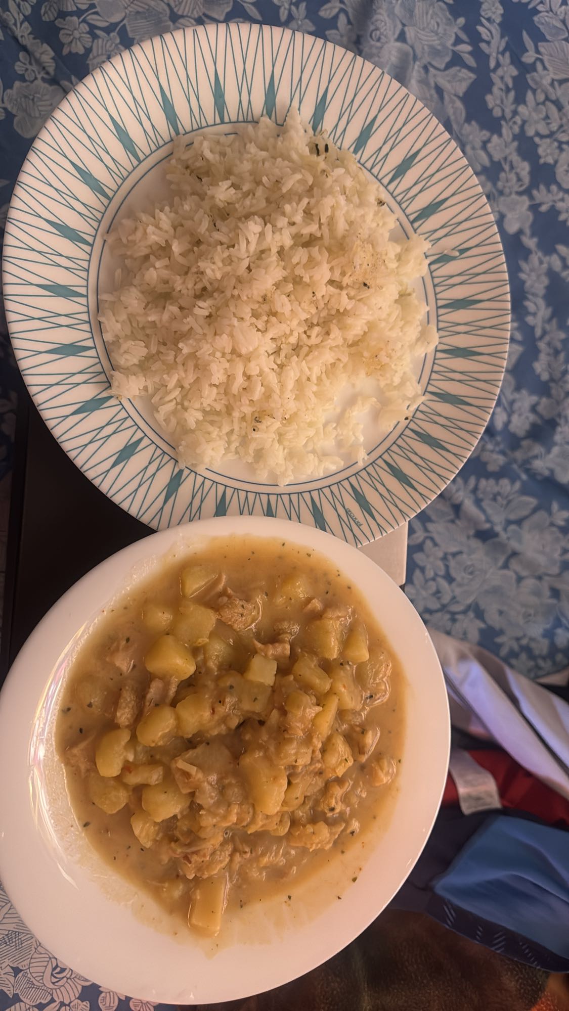 arroz con guiso de papa y carne