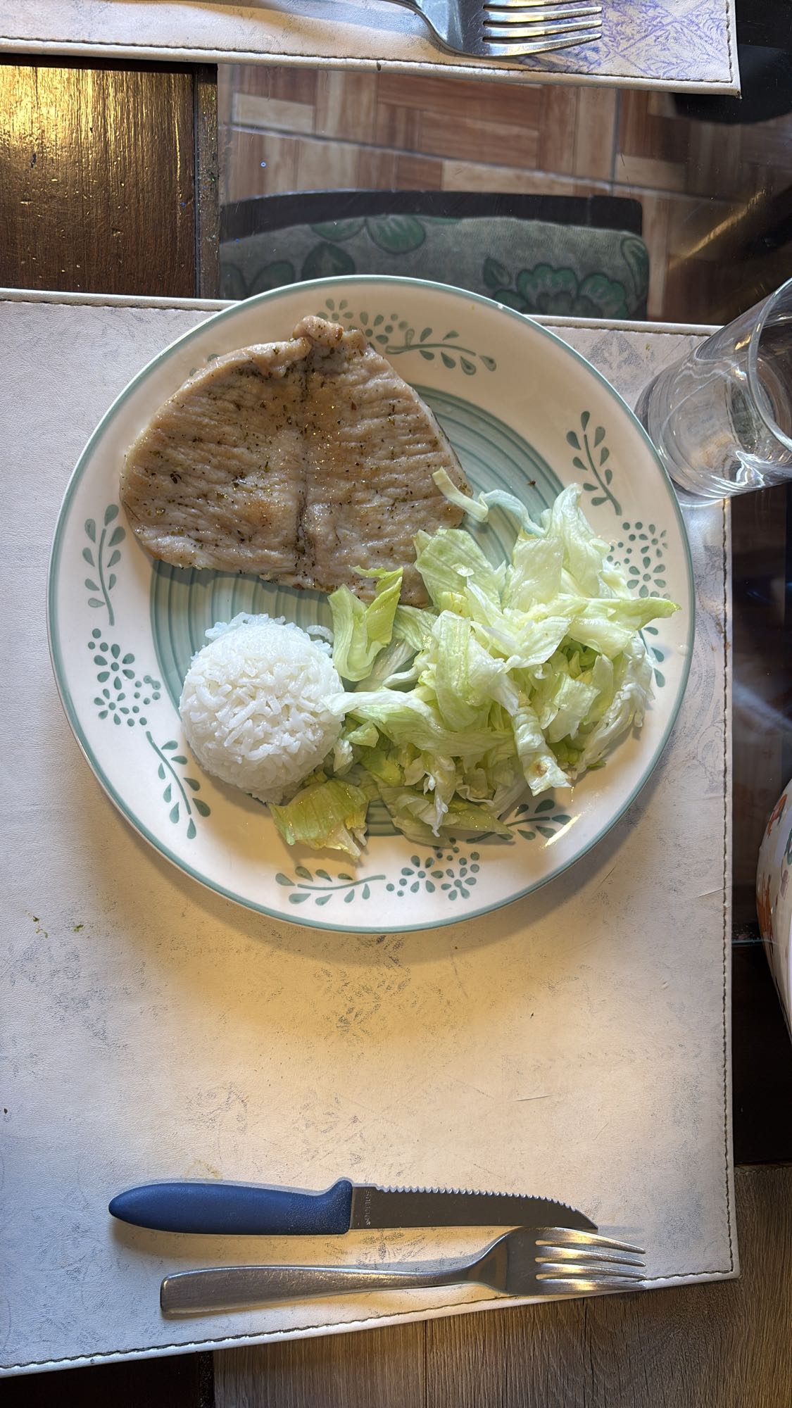 Pechuga con arroz y lechuga
