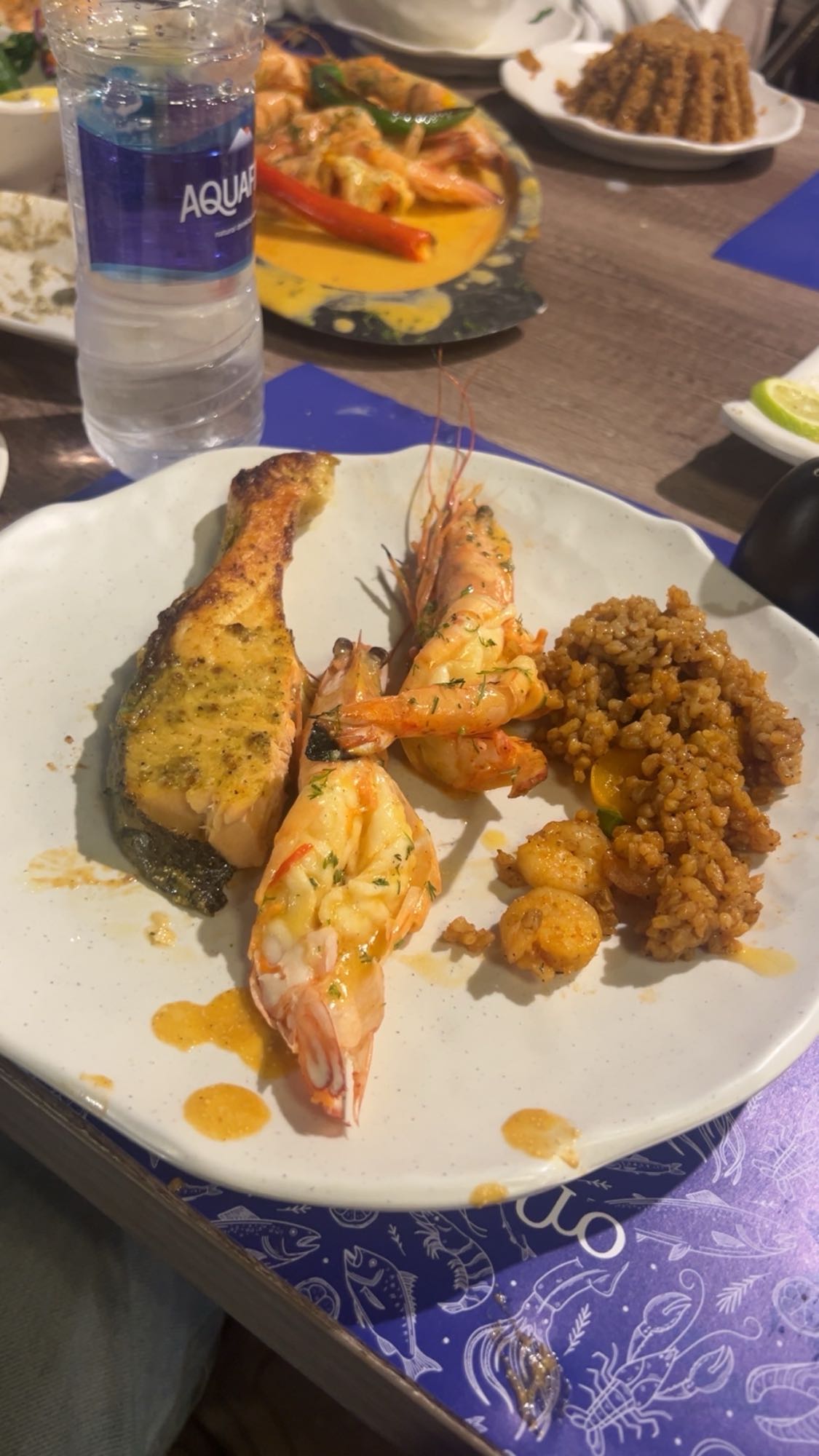 Grilled seafood plate